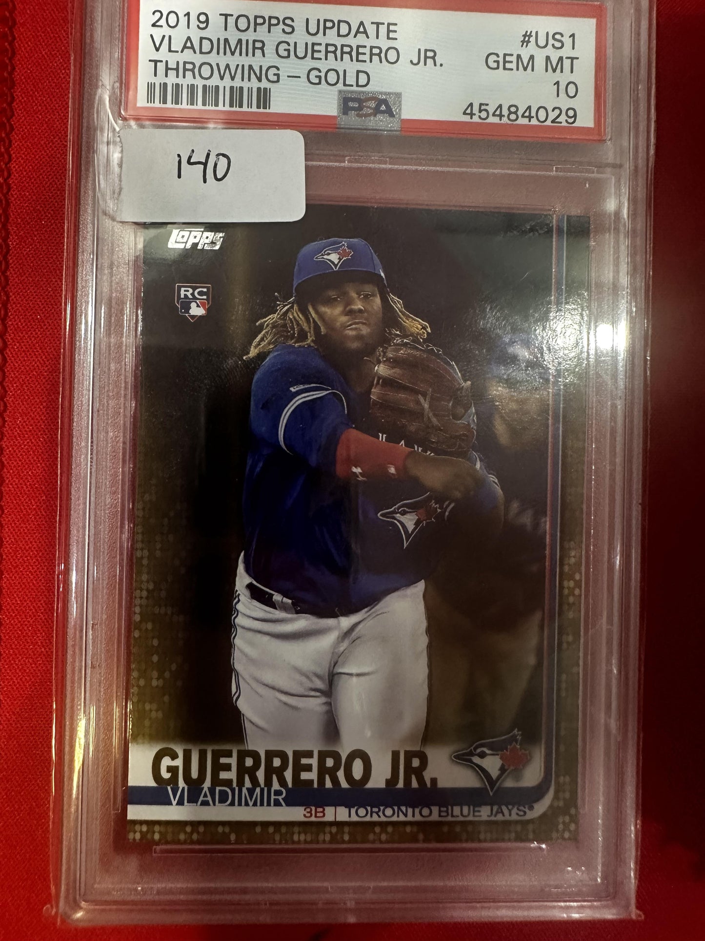 2019 Topps Update #US1 Vladimir Guerrero Jr. Throwing-Gold PSA 10