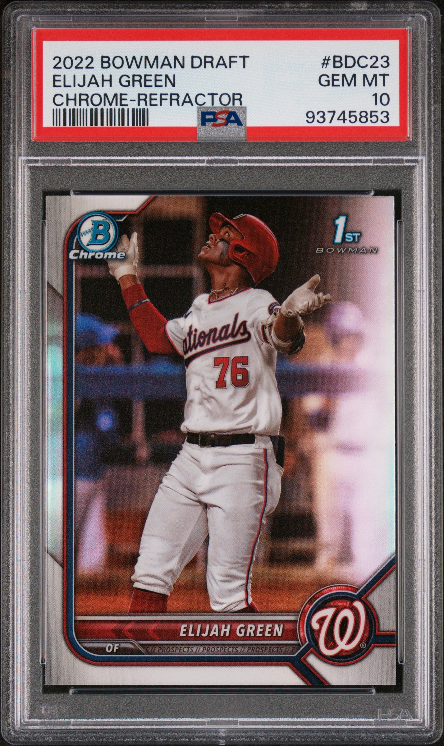 2022 Bowman Draft #BDC-23a Elijah Green Chrome Refractor PSA 10