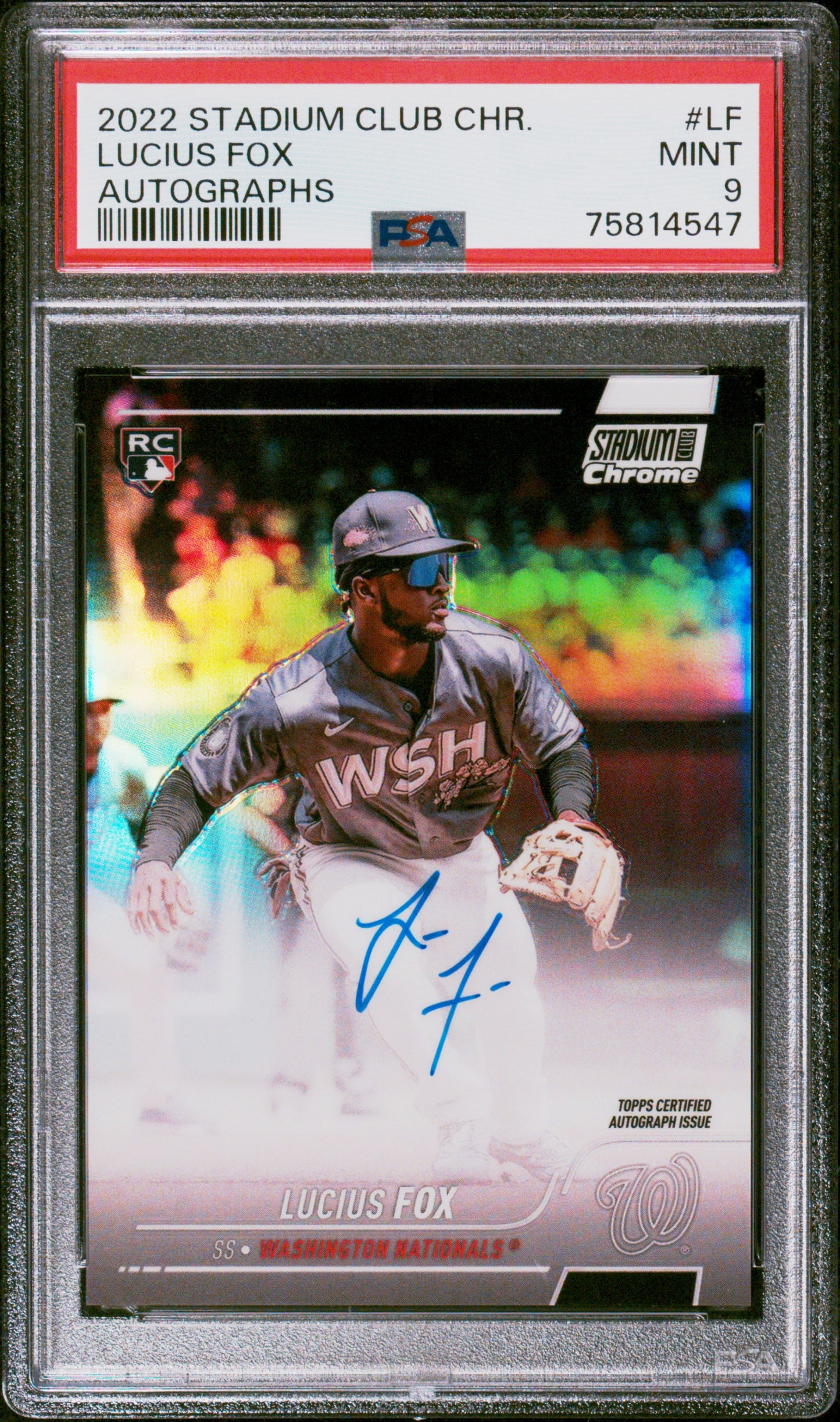 2022 Topps Stadium Club Chrome Autographs #LF Lucius Fox Autograph PSA 9