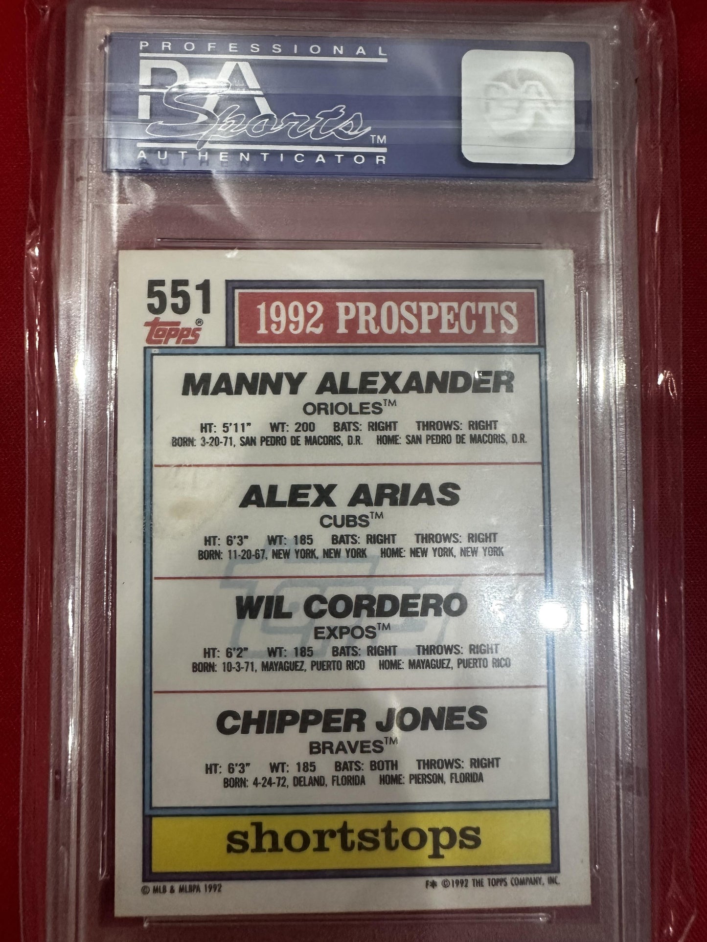1992 Topps #551 Top Prospects Shortstops PSA 9