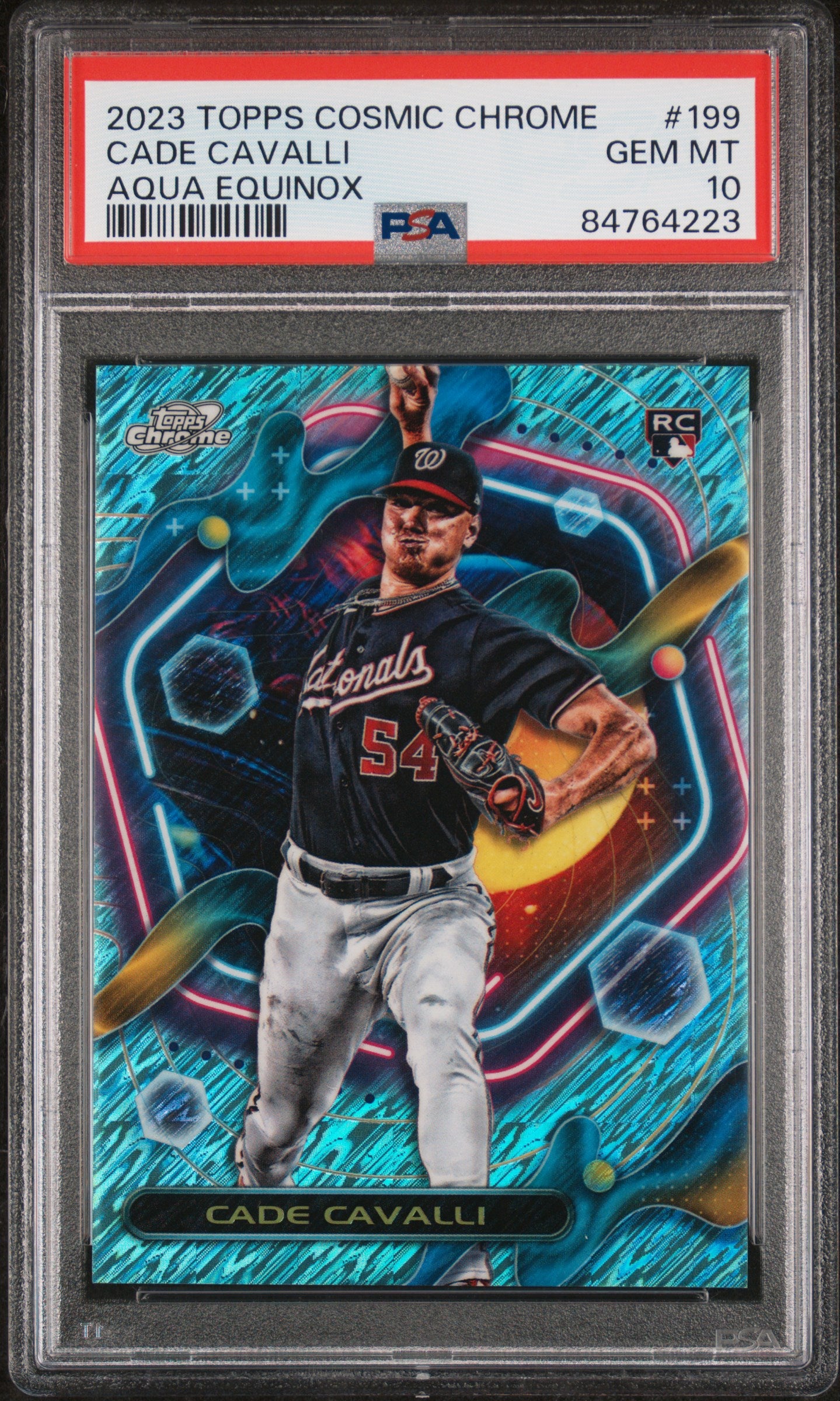2023 Topps Cosmic Chrome #199 Cade Cavalli Aqua Equinox PSA 10