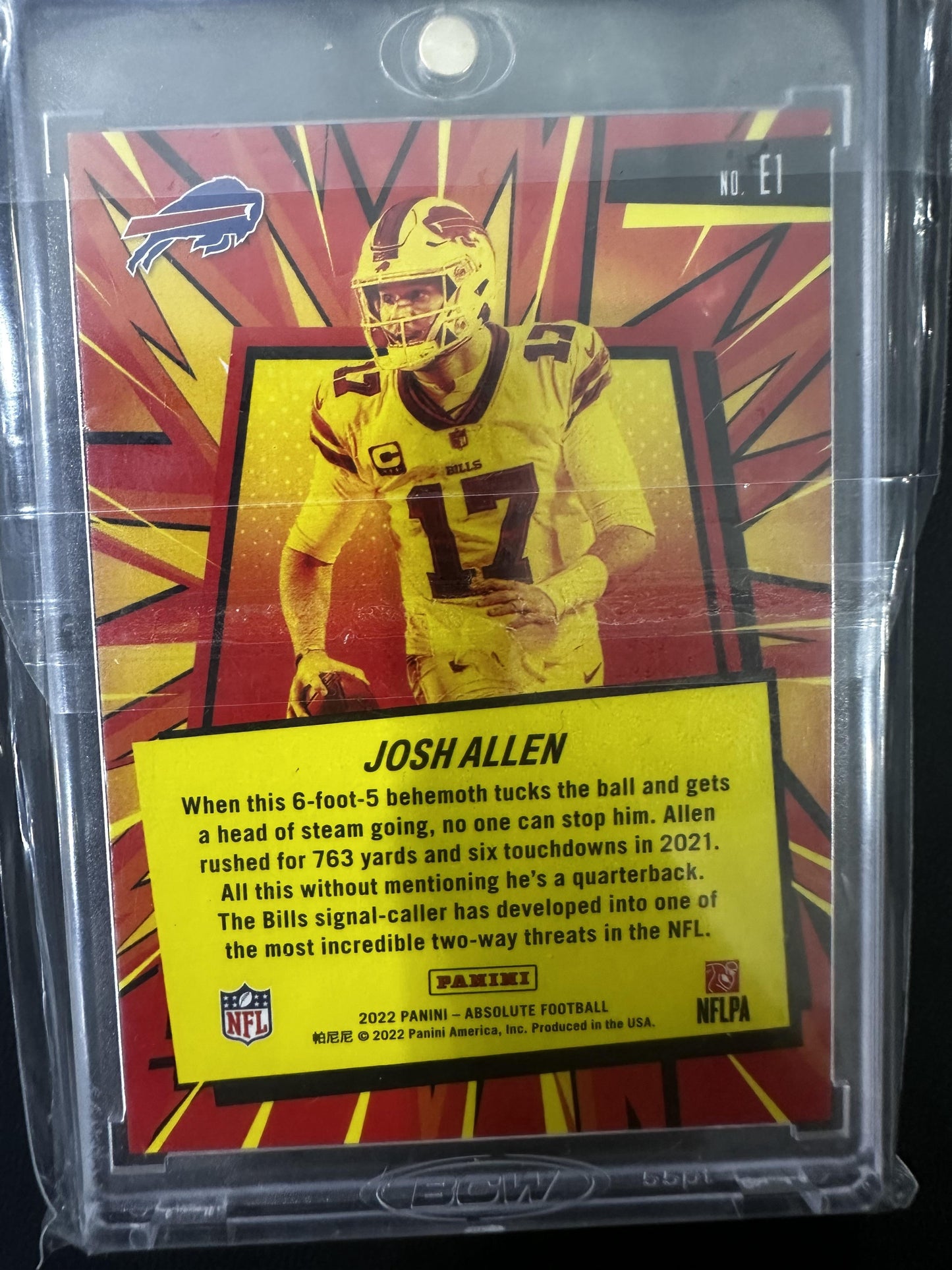 2022 Panini Absolute #E1 Josh Allen Explosive Gold #/10
