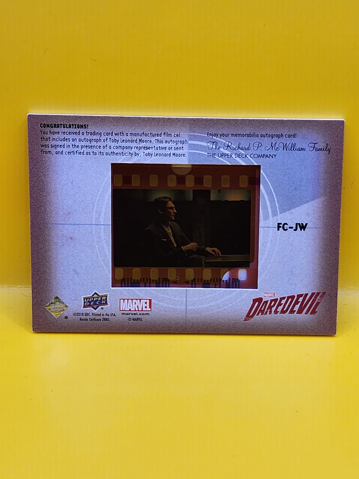 2018 Upper Deck Daredevil Season 1 & 2 #FC-JW Toby Leonard Moore Film Cels