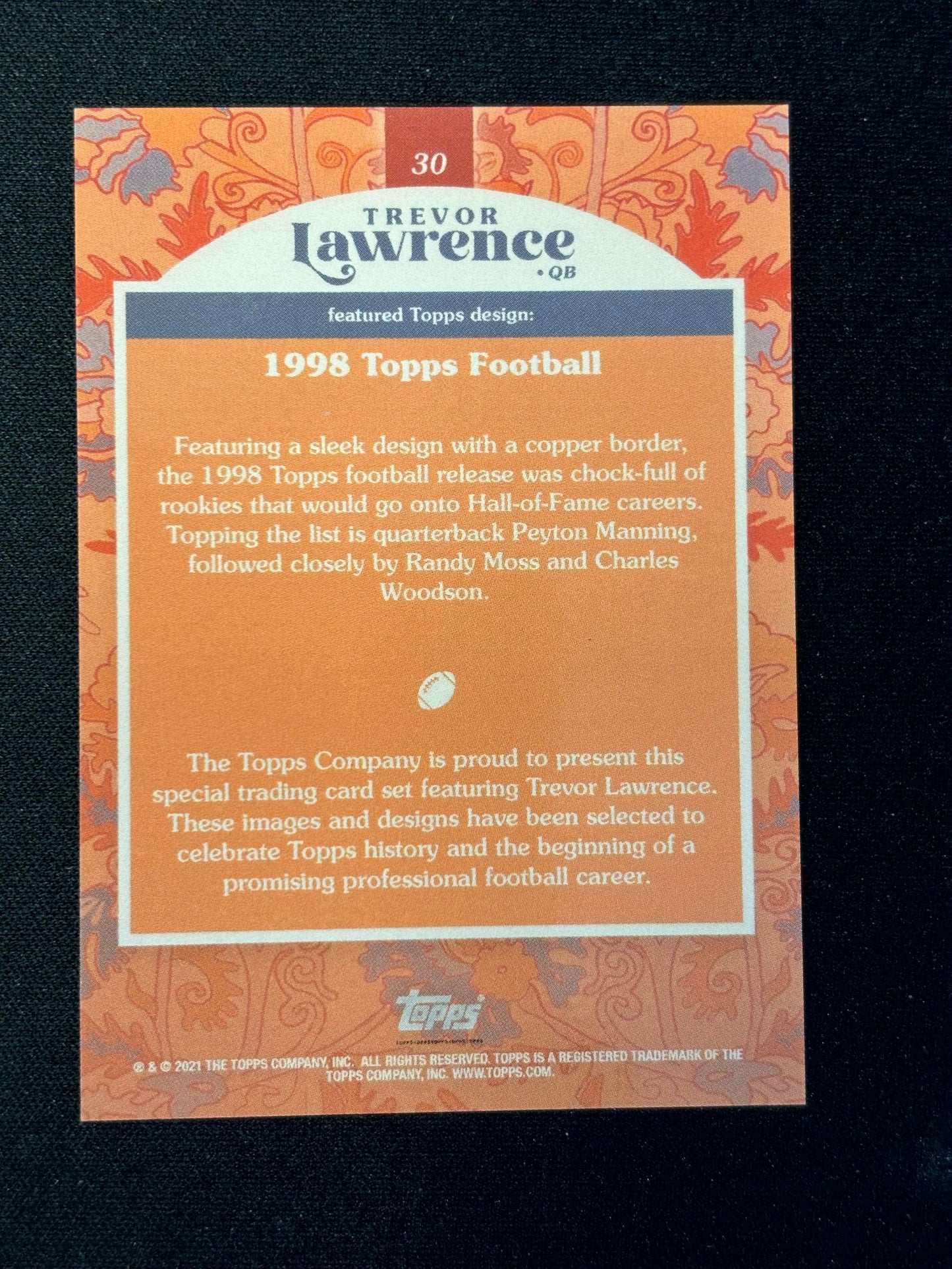 #30 Trevor Lawrence 2021 Topps x Trevor Lawrence sports