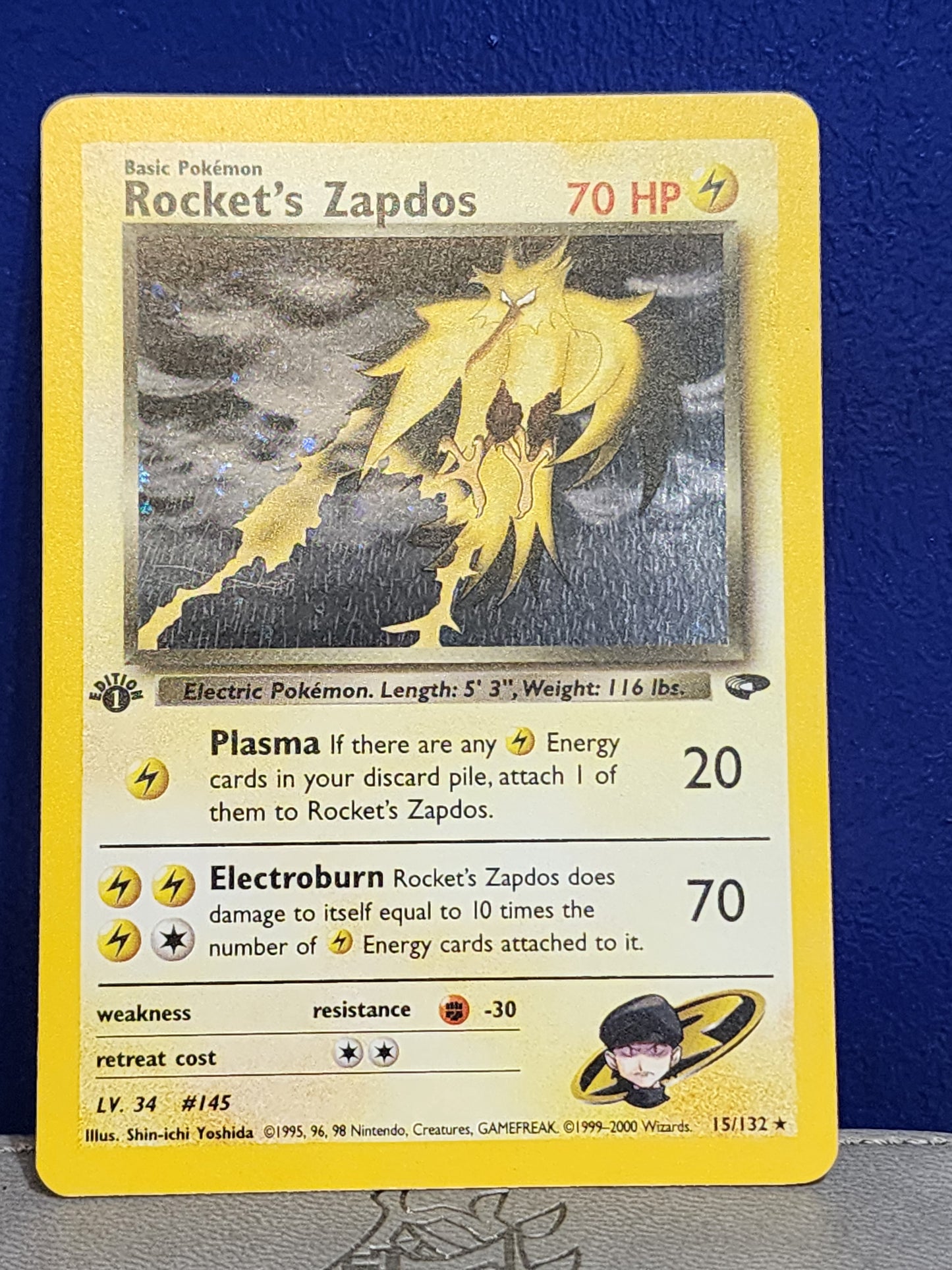 #015/132 Rocket's Zapdos Gym Challenge Holo Rare tcg