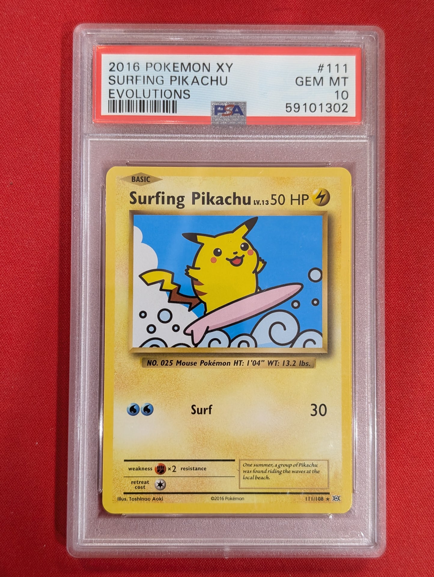 XY - Evolutions #111/108 Surfing Pikachu PSA 10