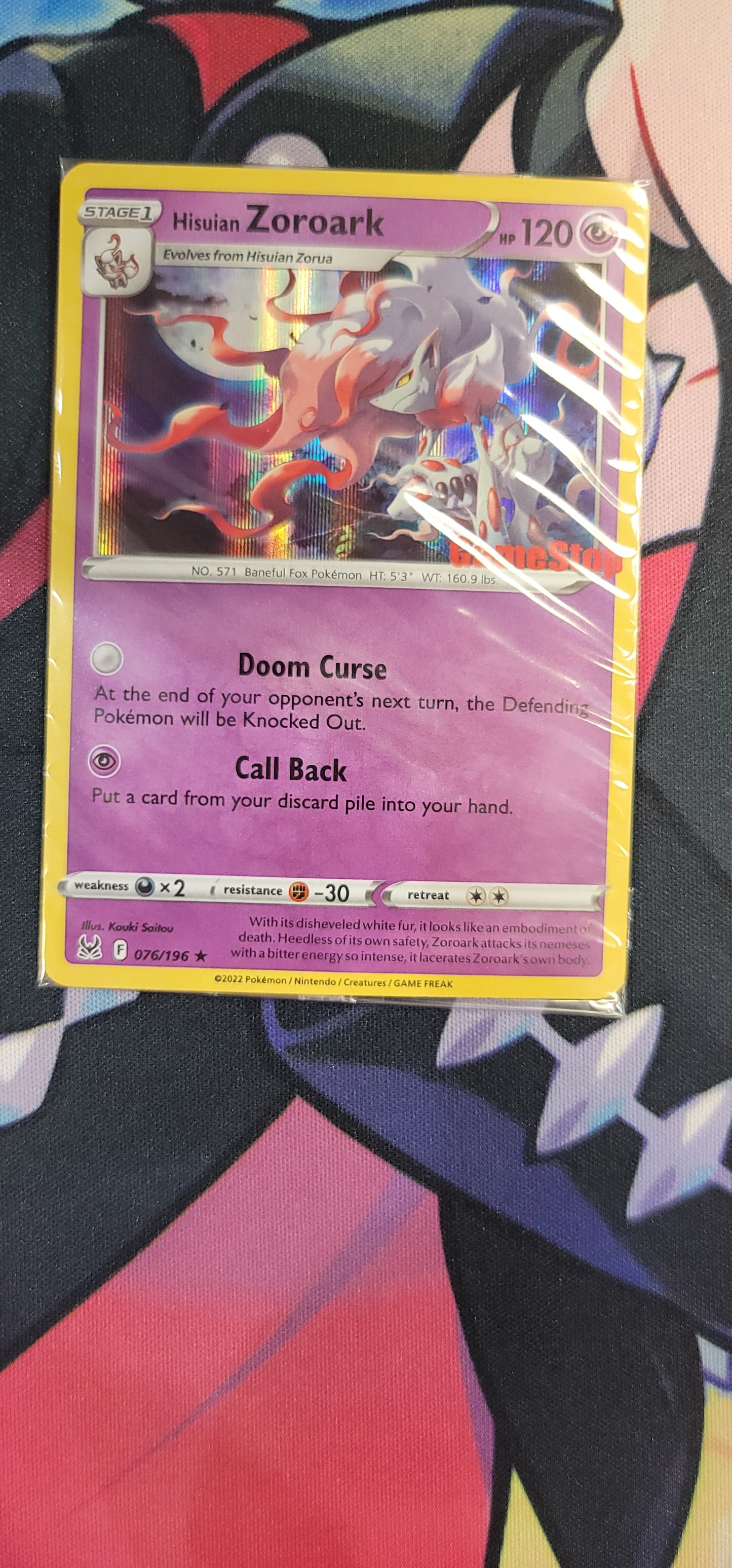 #076/196 Hisuian Zoroark SWSH11: Lost Origin Holo Rare tcg