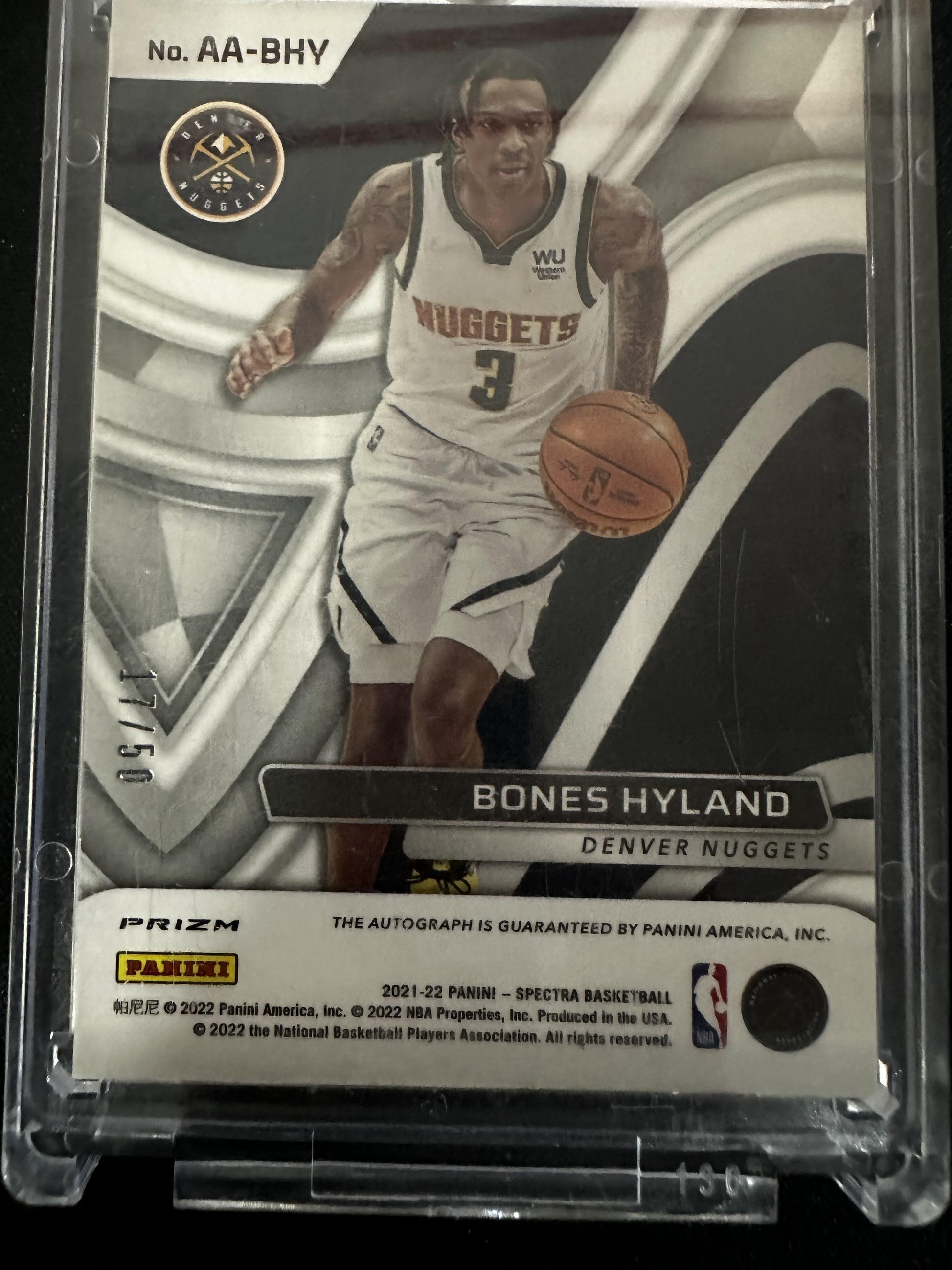 #AA-BHY Bones Hyland 2021 Panini Spectra /50 Nuggets Aspiring Autographs Green