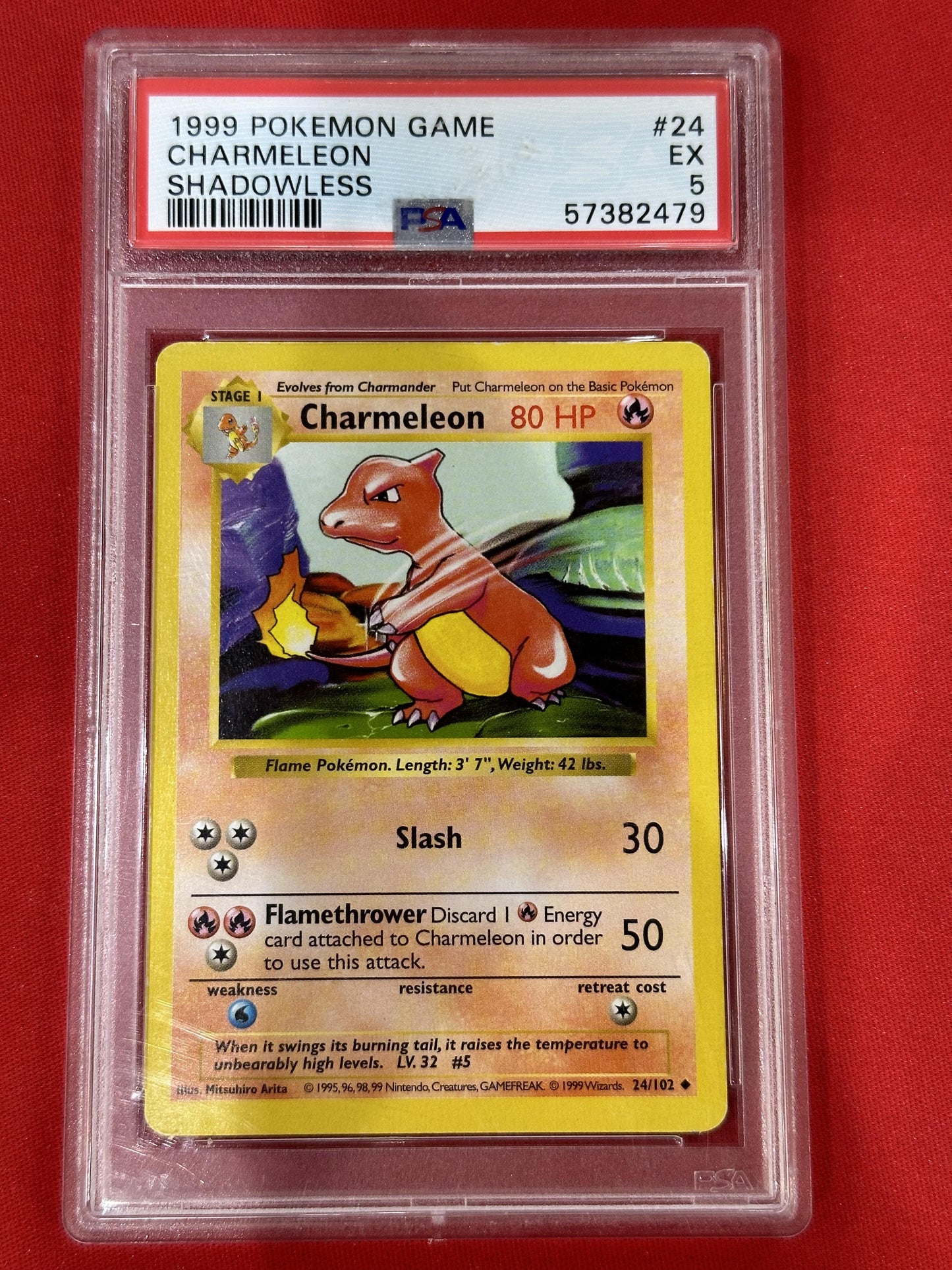 #024/102 Charmeleon Base Set (Shadowless) EX 5 PSA