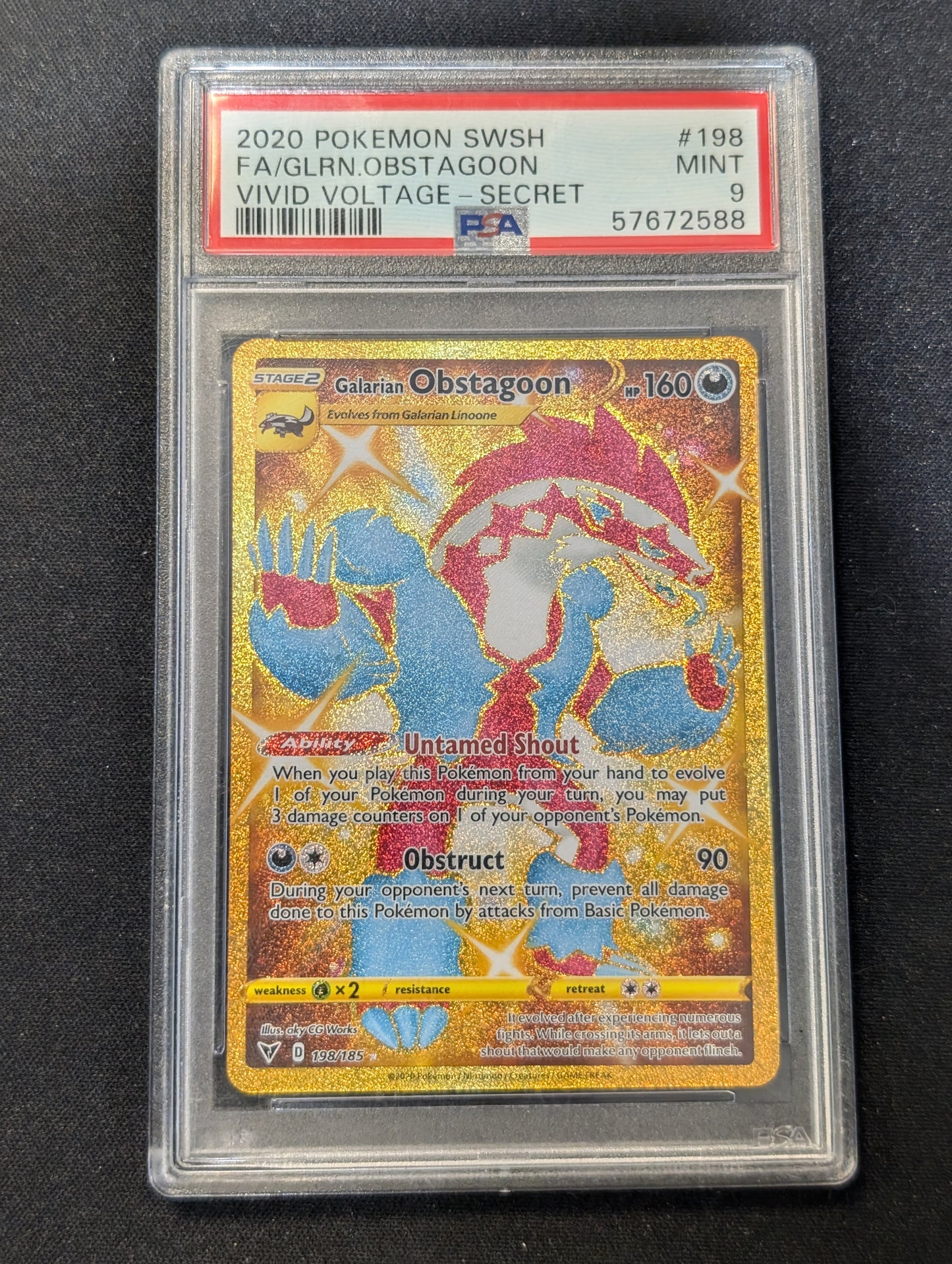 #198/185 Galarian Obstagoon (Secret) SWSH04: Vivid Voltage MT PSA