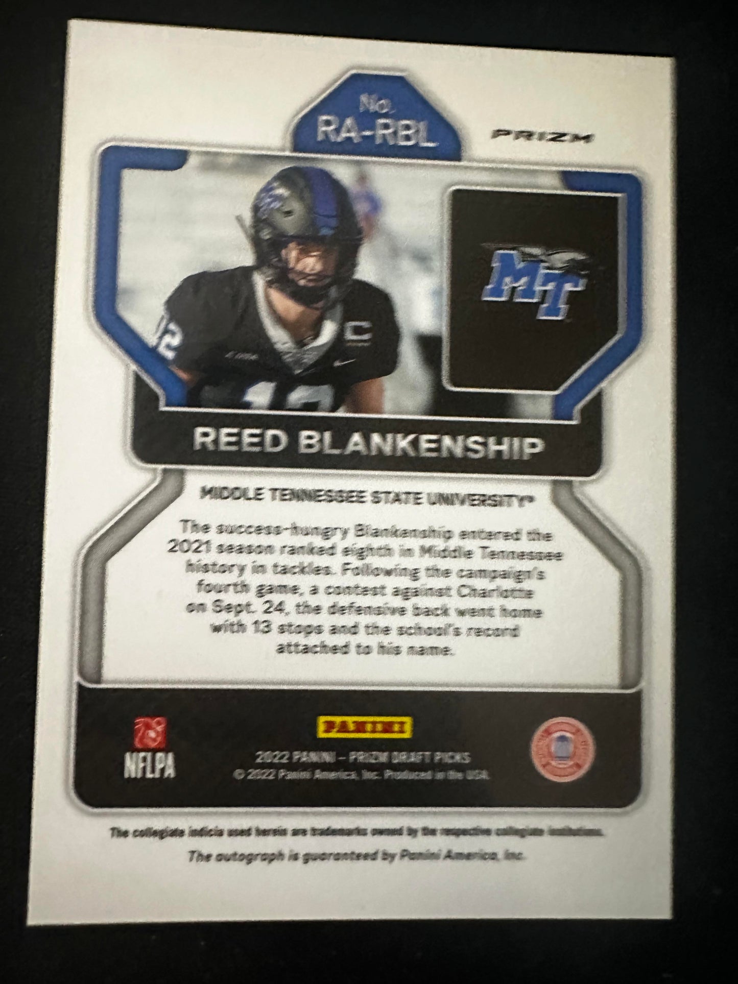 #RA-RBL Reed Blankenship 2022 Prizm Draft Picks Autographs Silver