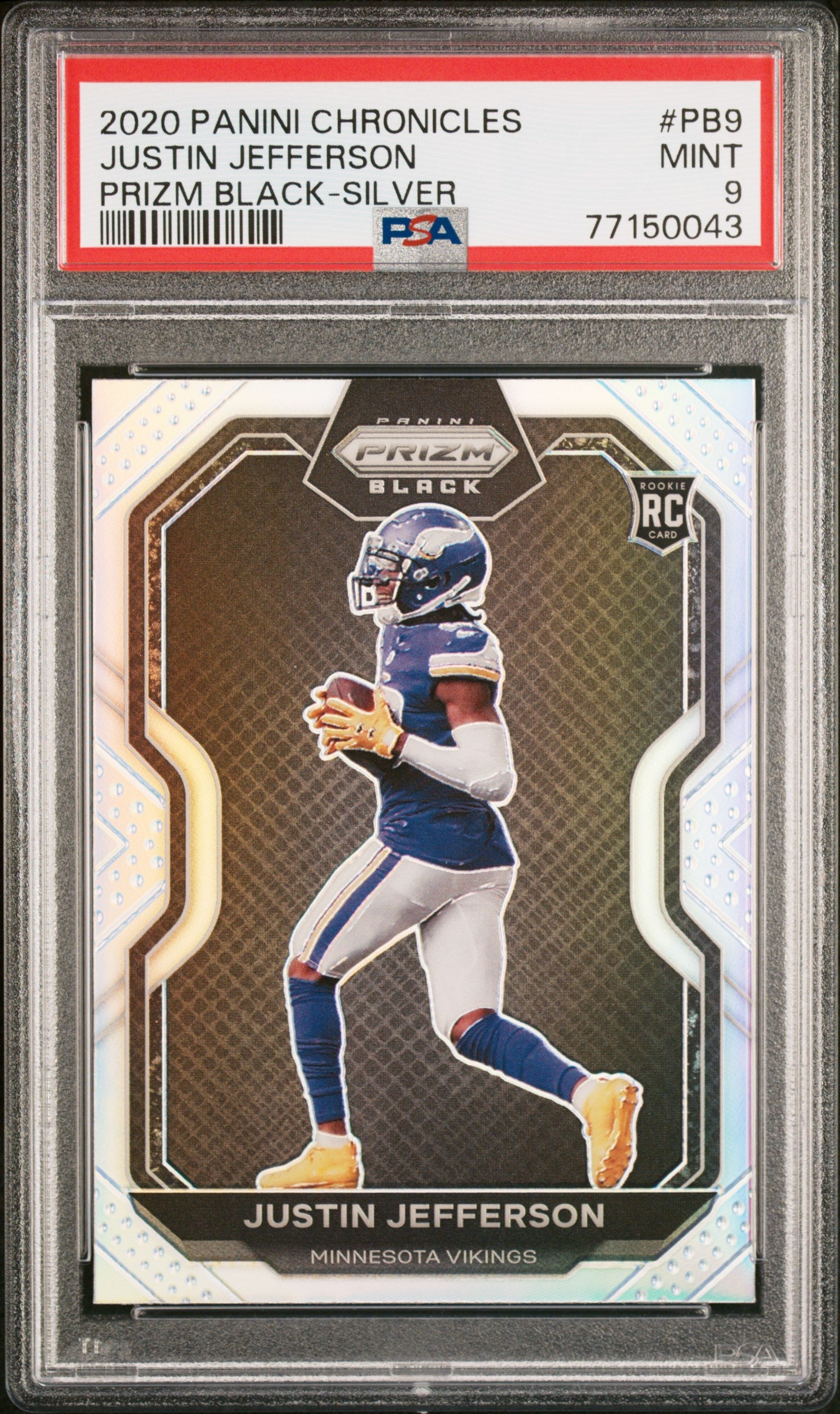 #PB9 Justin Jefferson 2020 Panini Chronicles Prizm Black 9 Prizm Black-Silver