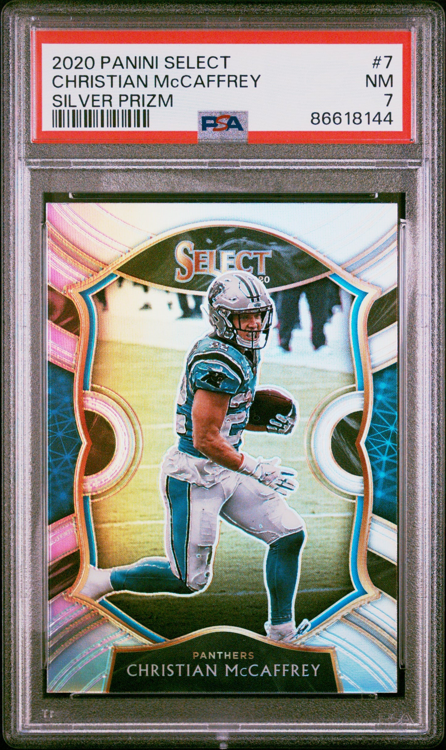 #7 Christian Mccaffrey 2020 Panini Select 7 Silver Prizm