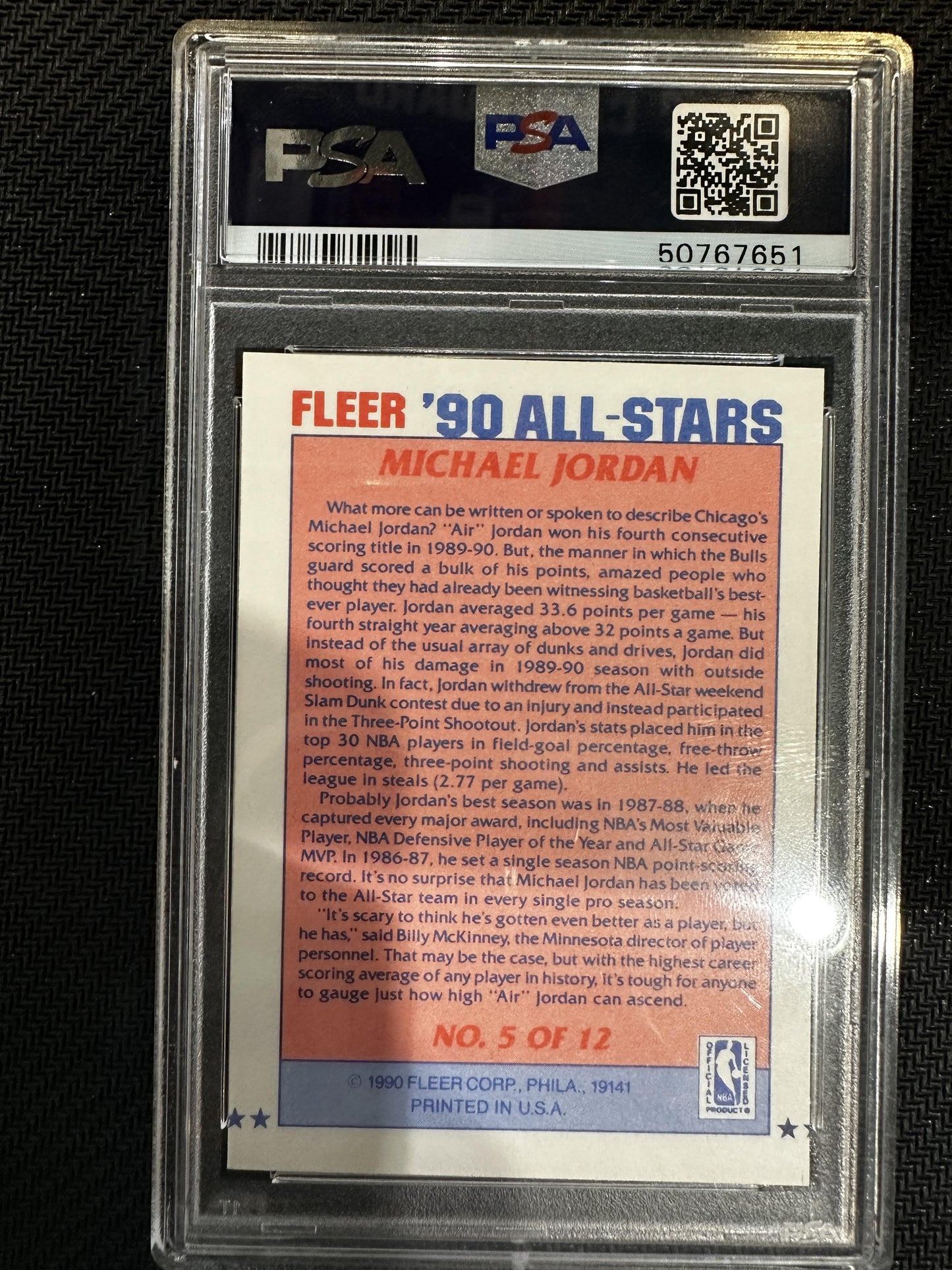 #5 Michael Jordan 1990 Fleer All-Stars 8 NM-MT sports
