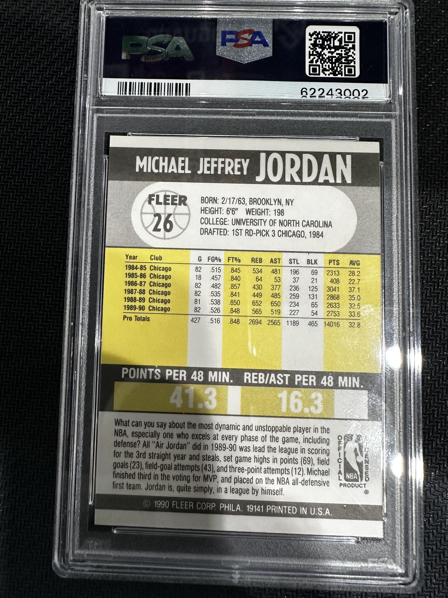 #26 Michael Jordan 1990 Fleer 8 NM-MT sports
