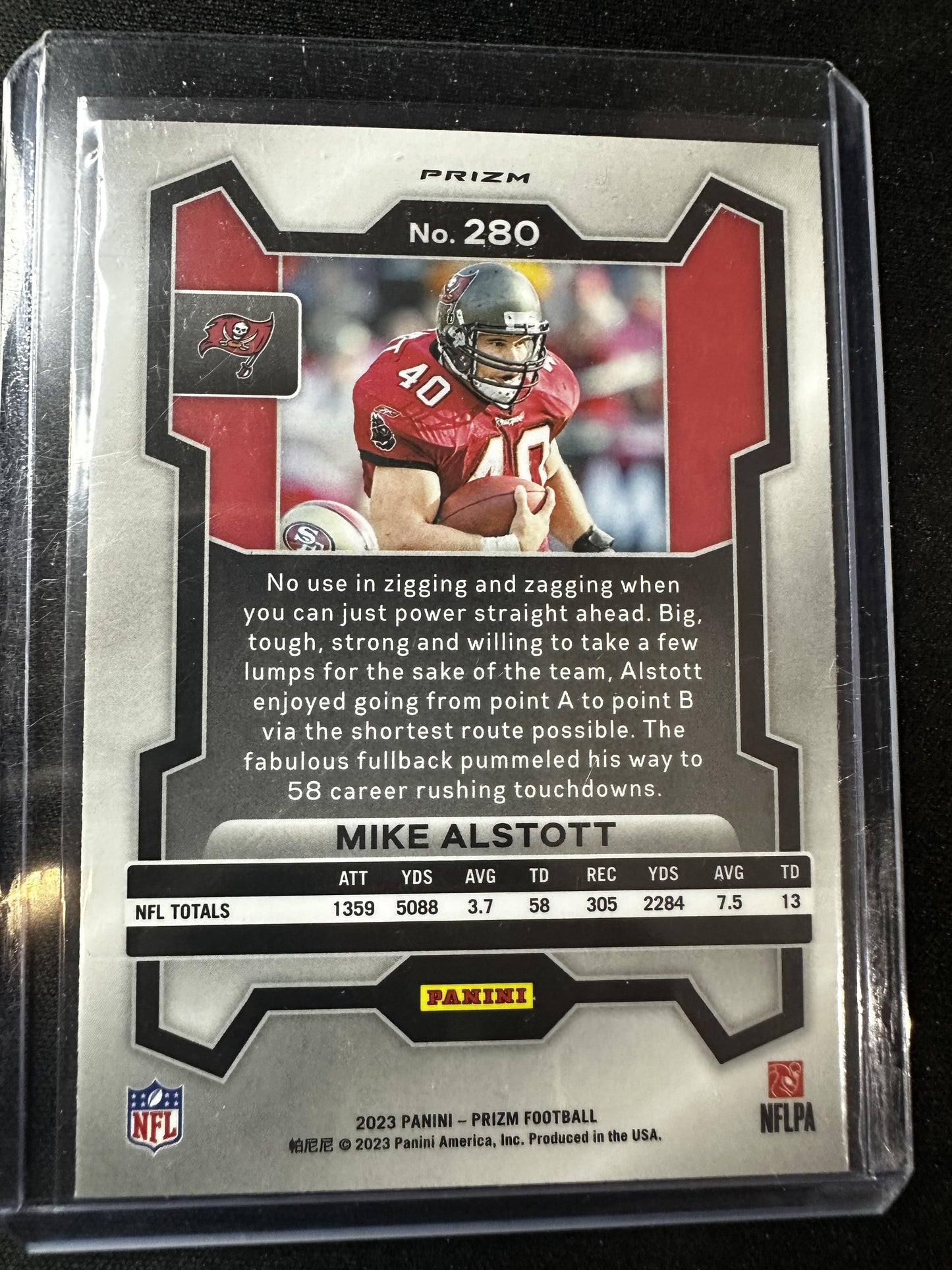 #280 Mike Alstott 2023 Panini Prizm Tampa Bay Buccaneers Black and White Checker