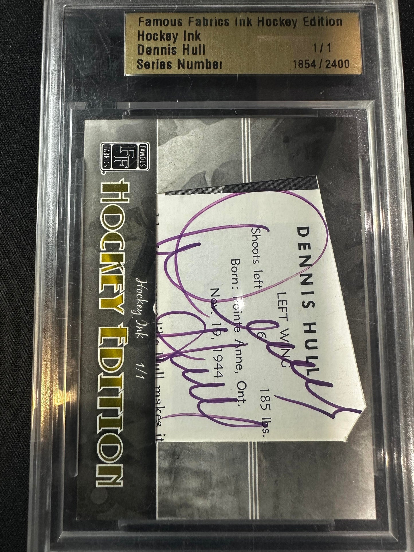 Dennis Hull 2010 Famous Fabrics Hockey Edition Hockey Ink 1/1