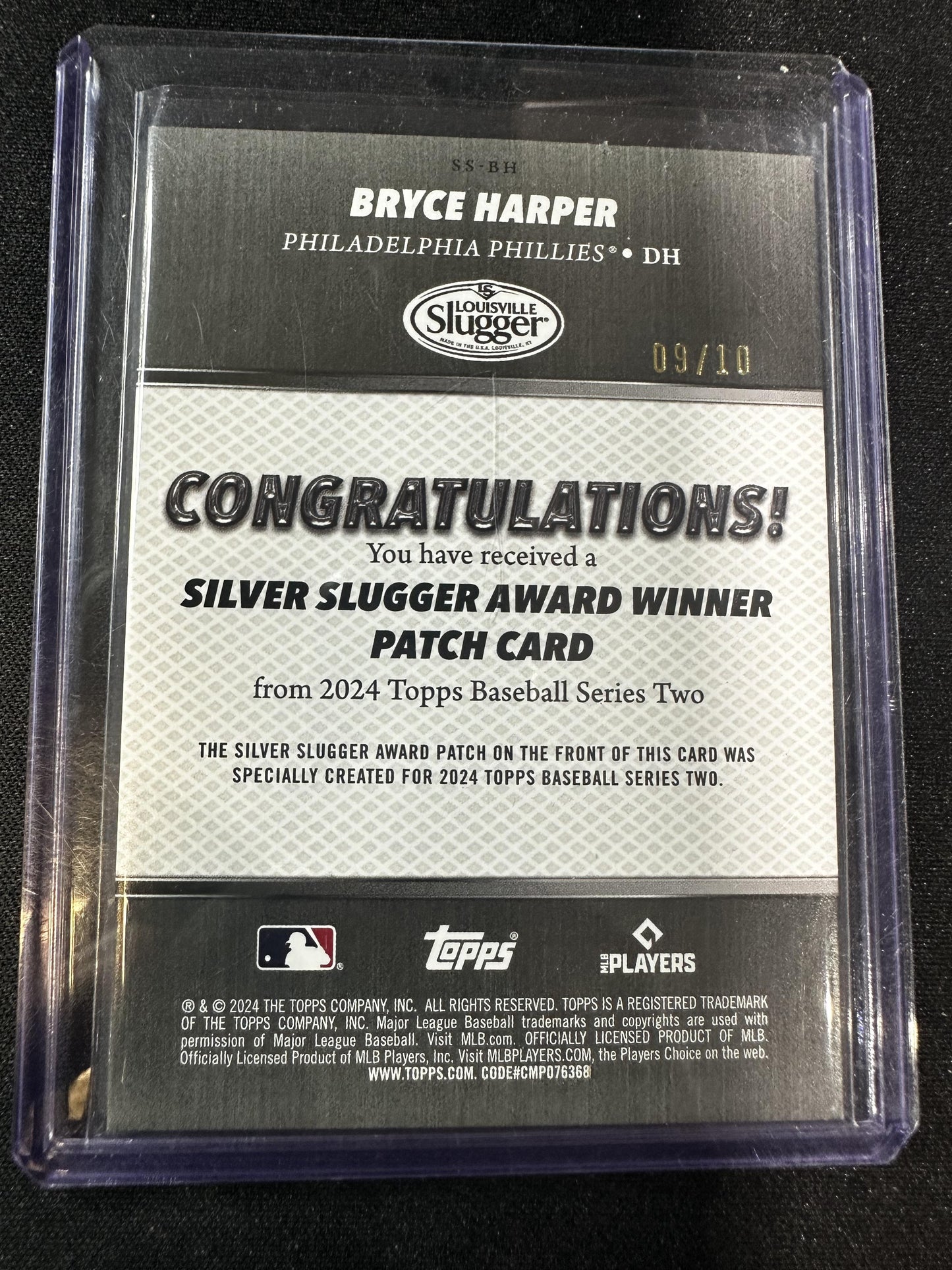 #SS-BH Bryce Harper 2024 Topps /10 Phillies Silver Slugger Award Winners Red