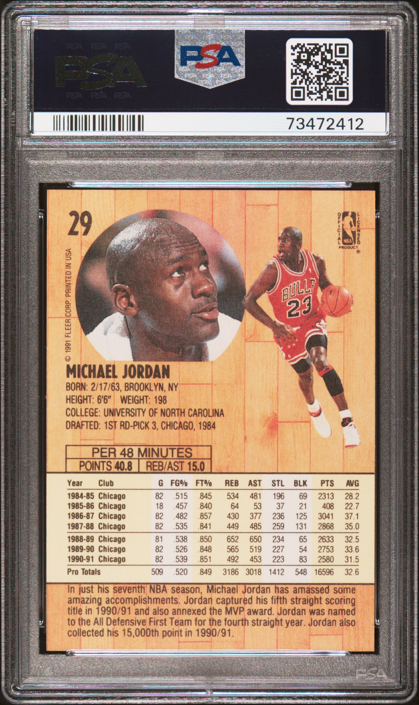 #29 Michael Jordan 1991 Fleer 9 MT sports