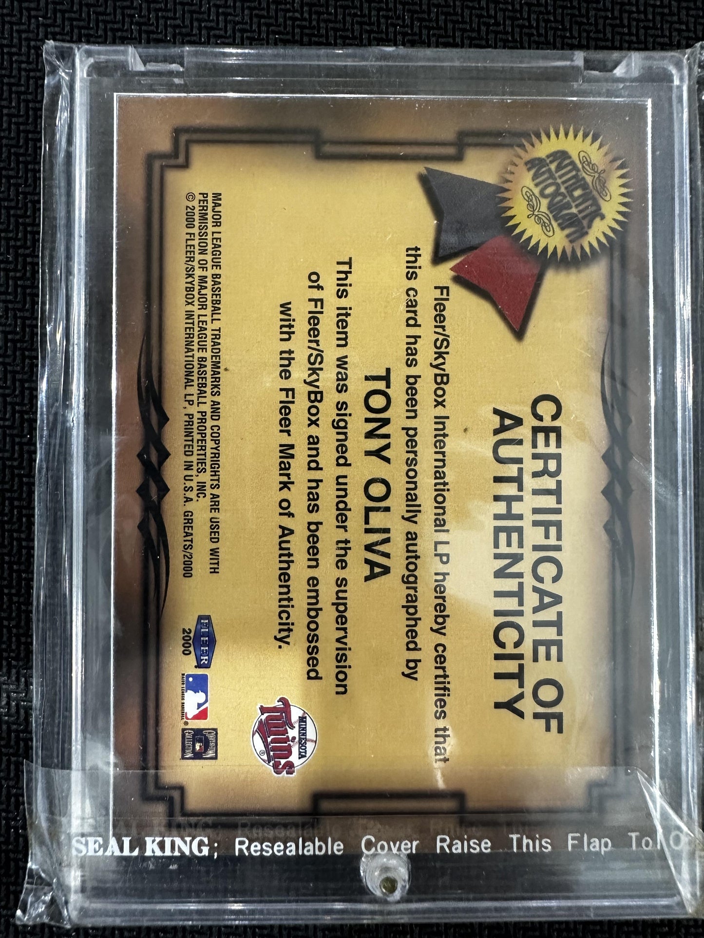 #NNO Tony Oliva 2000 Fleer Greats of the Game AU Auto Minnesota Twins Auto
