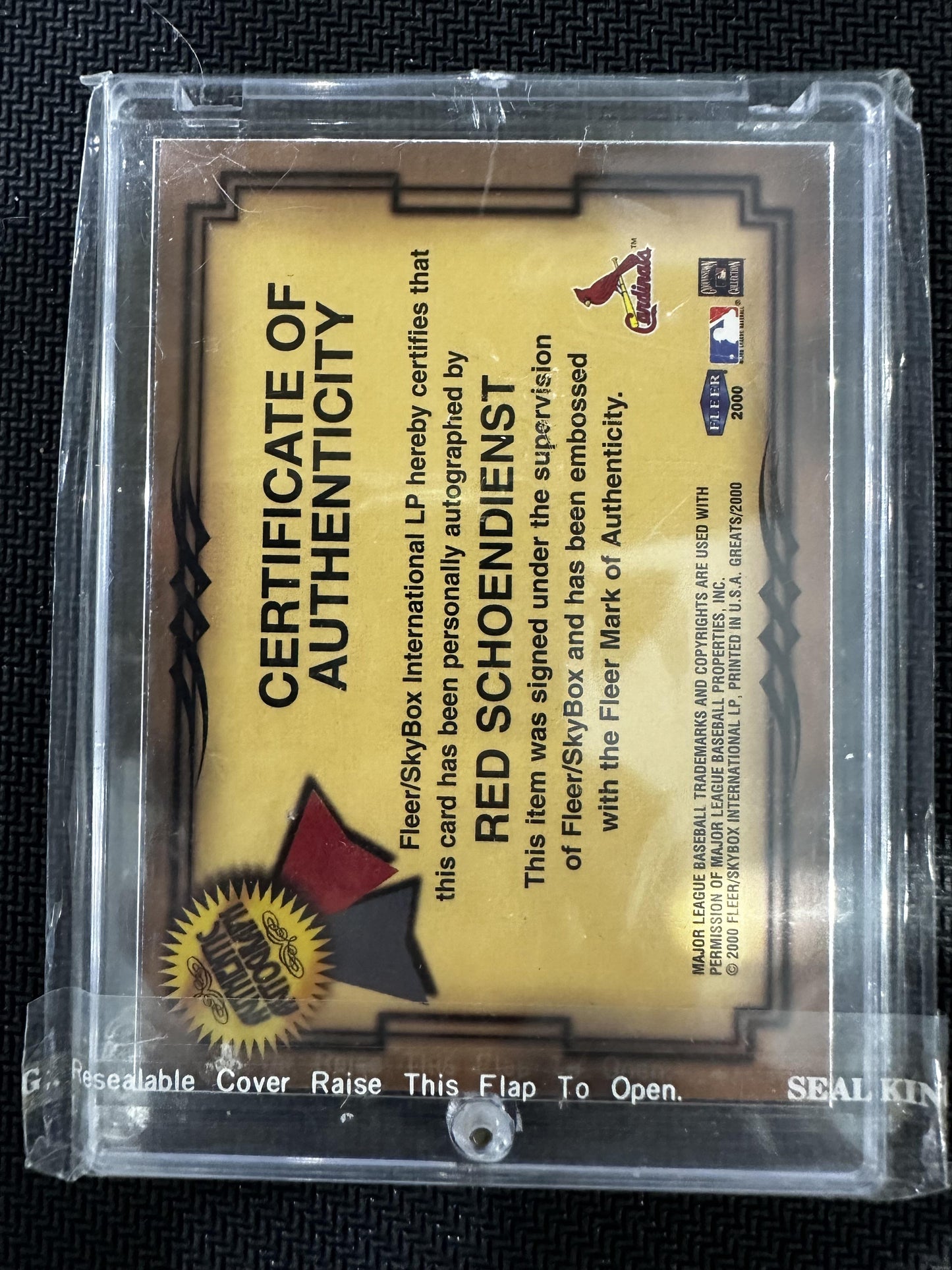#NNO Red Schoendienst 2000 Fleer Greats of the Game Auto St. Louis Cardinals