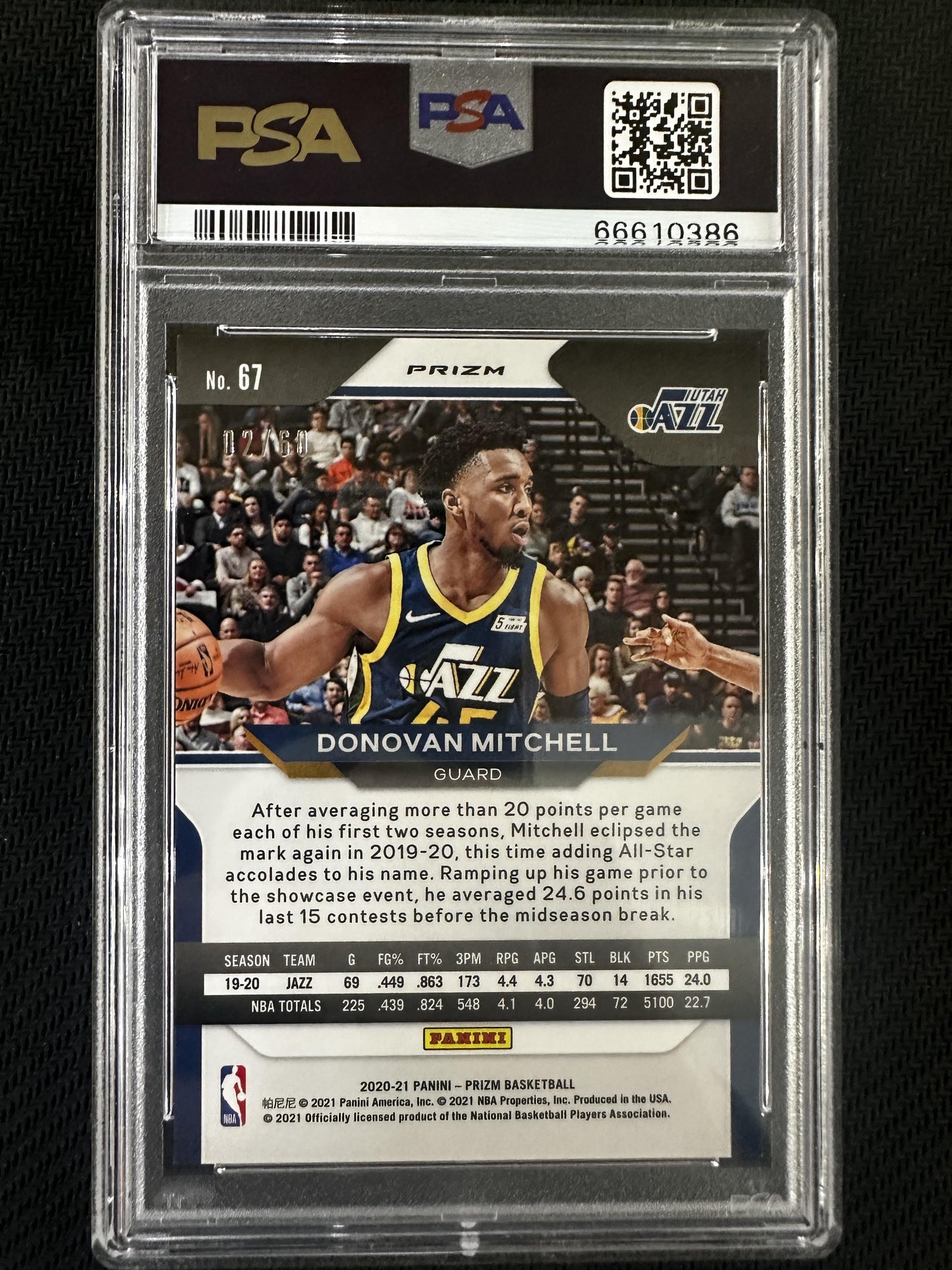 #67 Donovan Mitchell 2020 Panini Prizm 9 MT sports Orange Wave