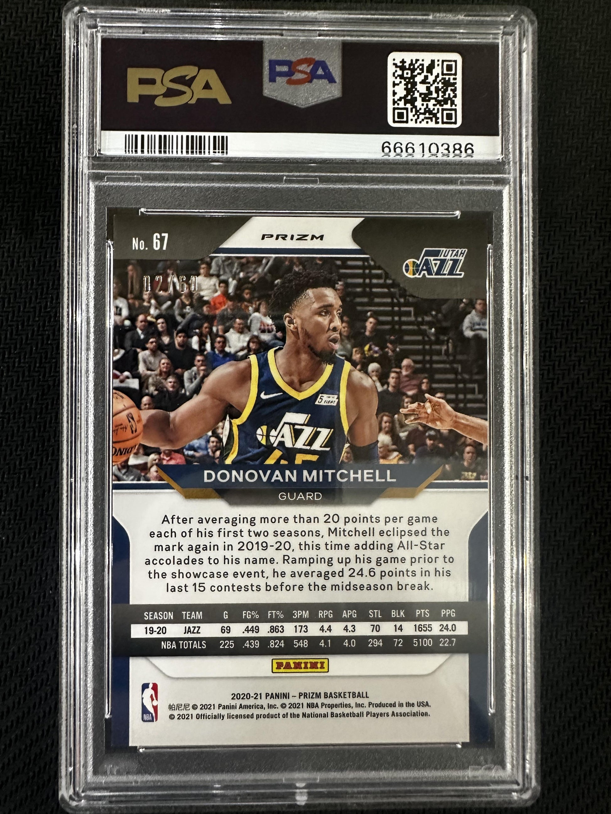 #67 Donovan Mitchell 2020 Panini Prizm 9 MT sports Orange Wave