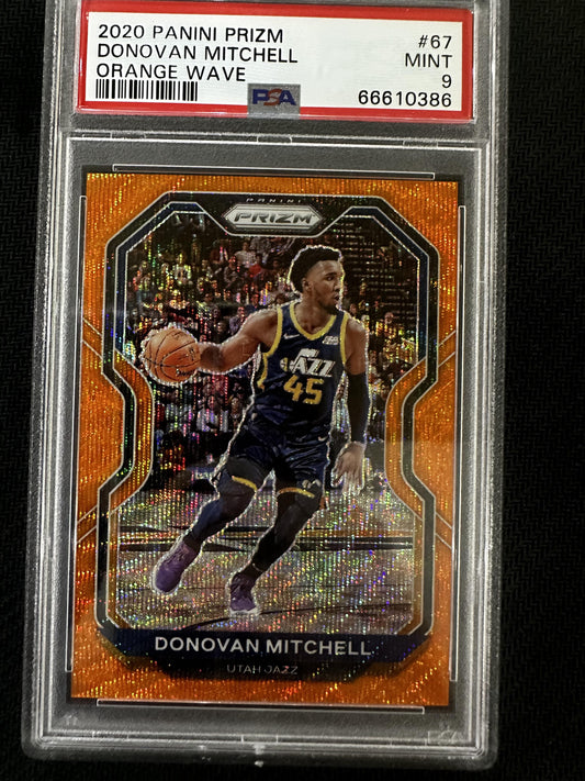 #67 Donovan Mitchell 2020 Panini Prizm 9 MT sports Orange Wave