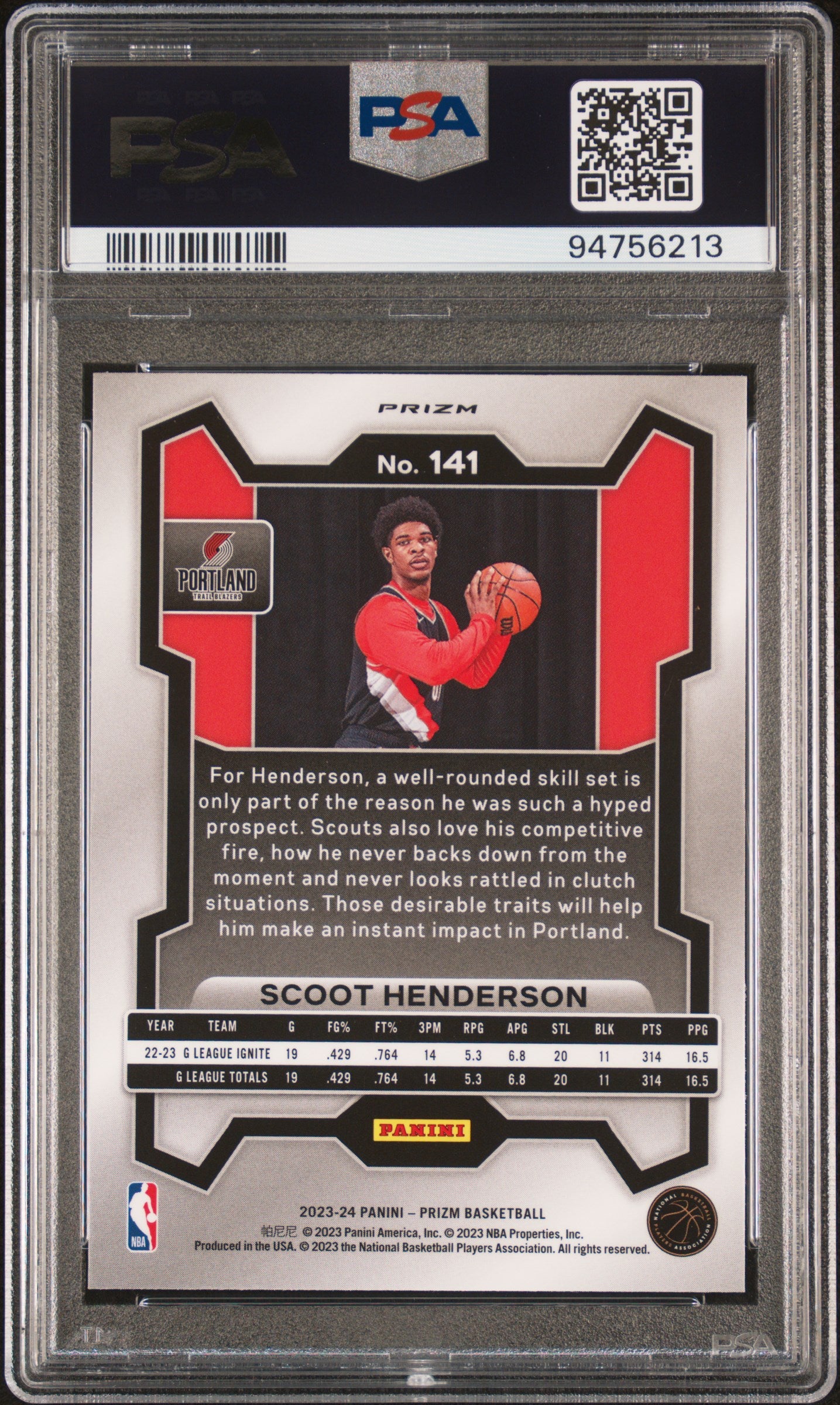 #141 Scoot Henderson 2023 Panini Prizm RC Rookie 9 Orange Ice