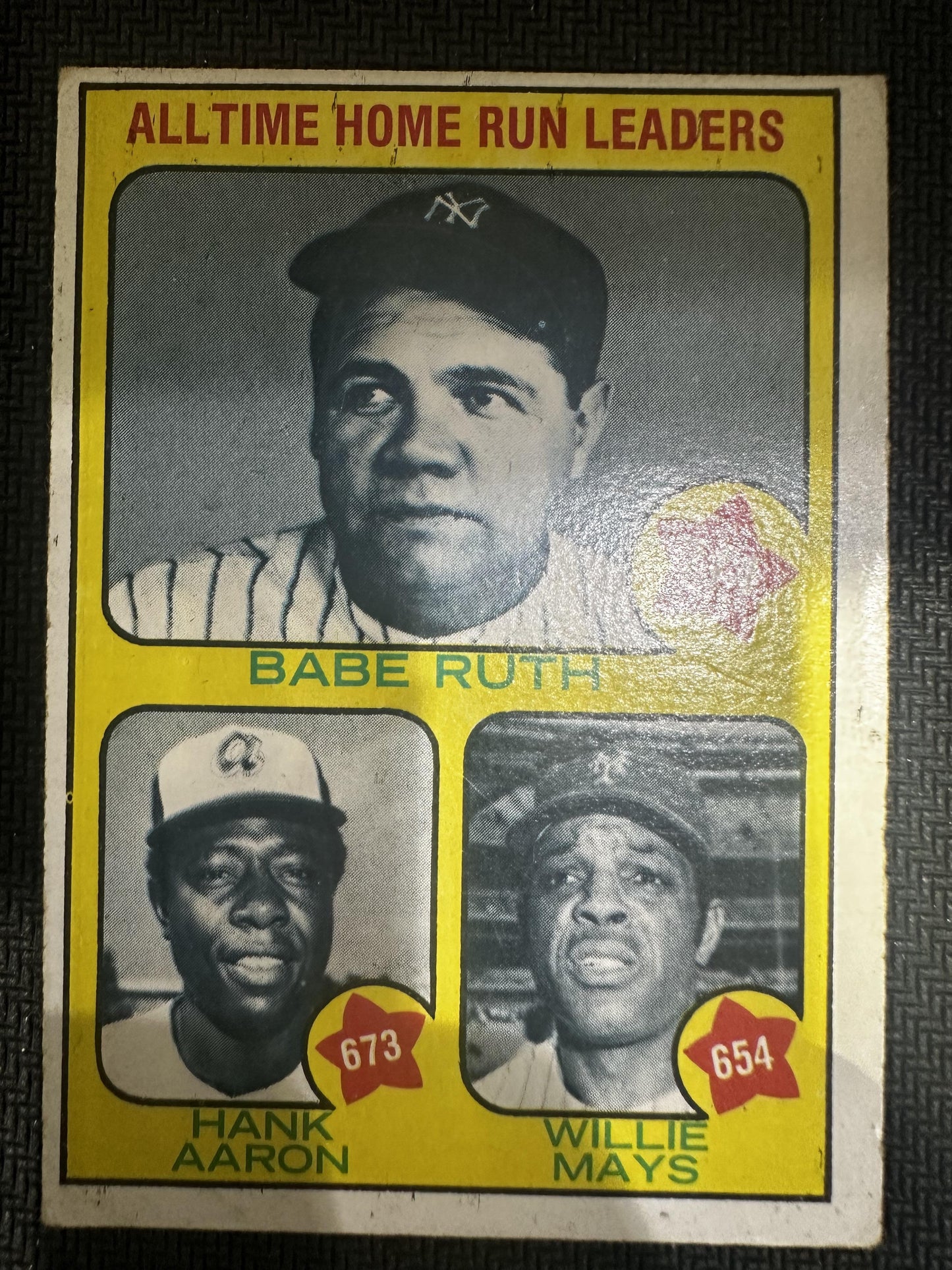 #1 All-Time HR Leaders - Hank Aaron / Babe Ruth / Willie Mays 1973 O-Pee-Chee