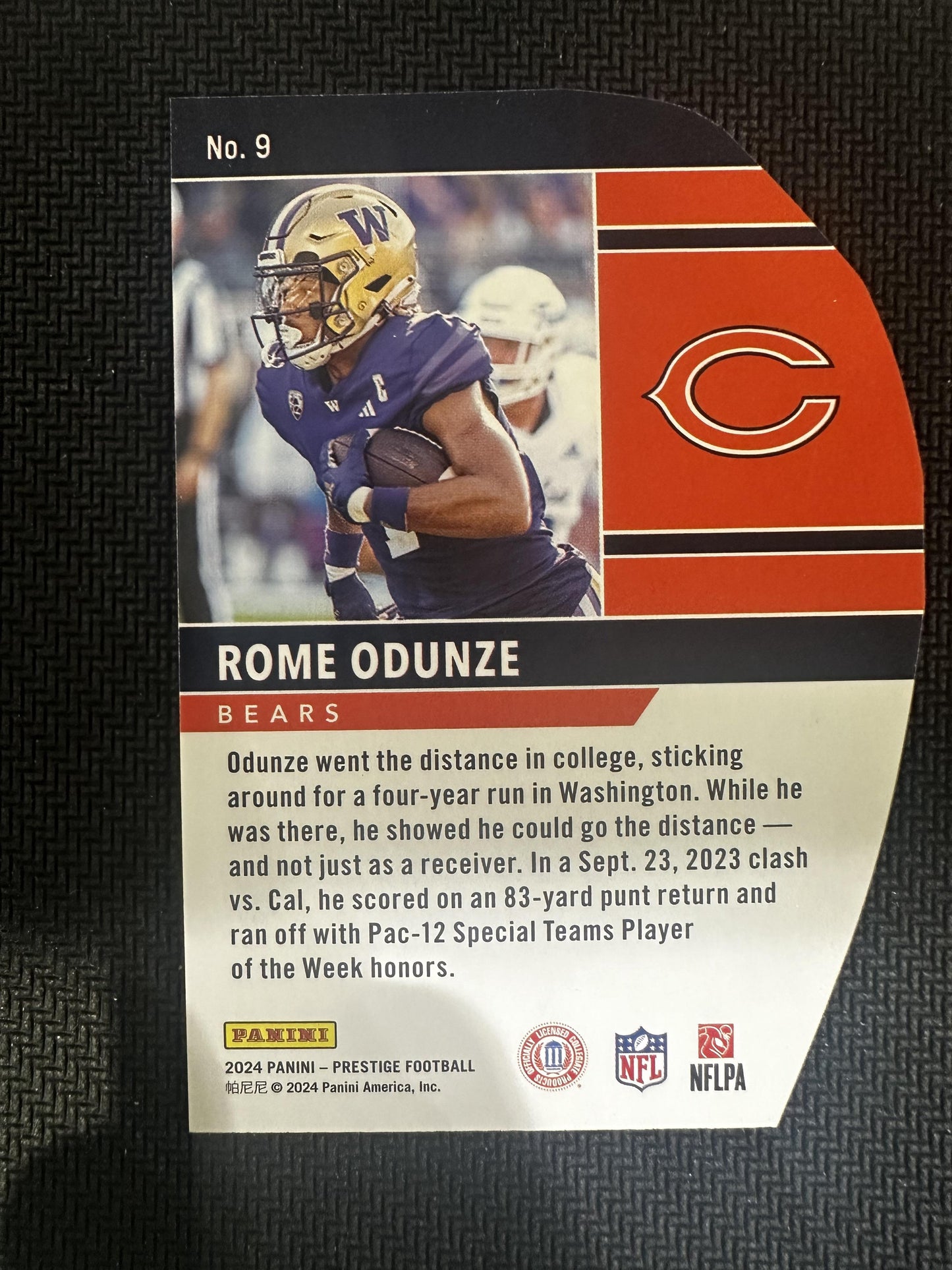 #9 Rome Odunze 2024 Panini Prestige Chicago Bears sports Human Highlight Film