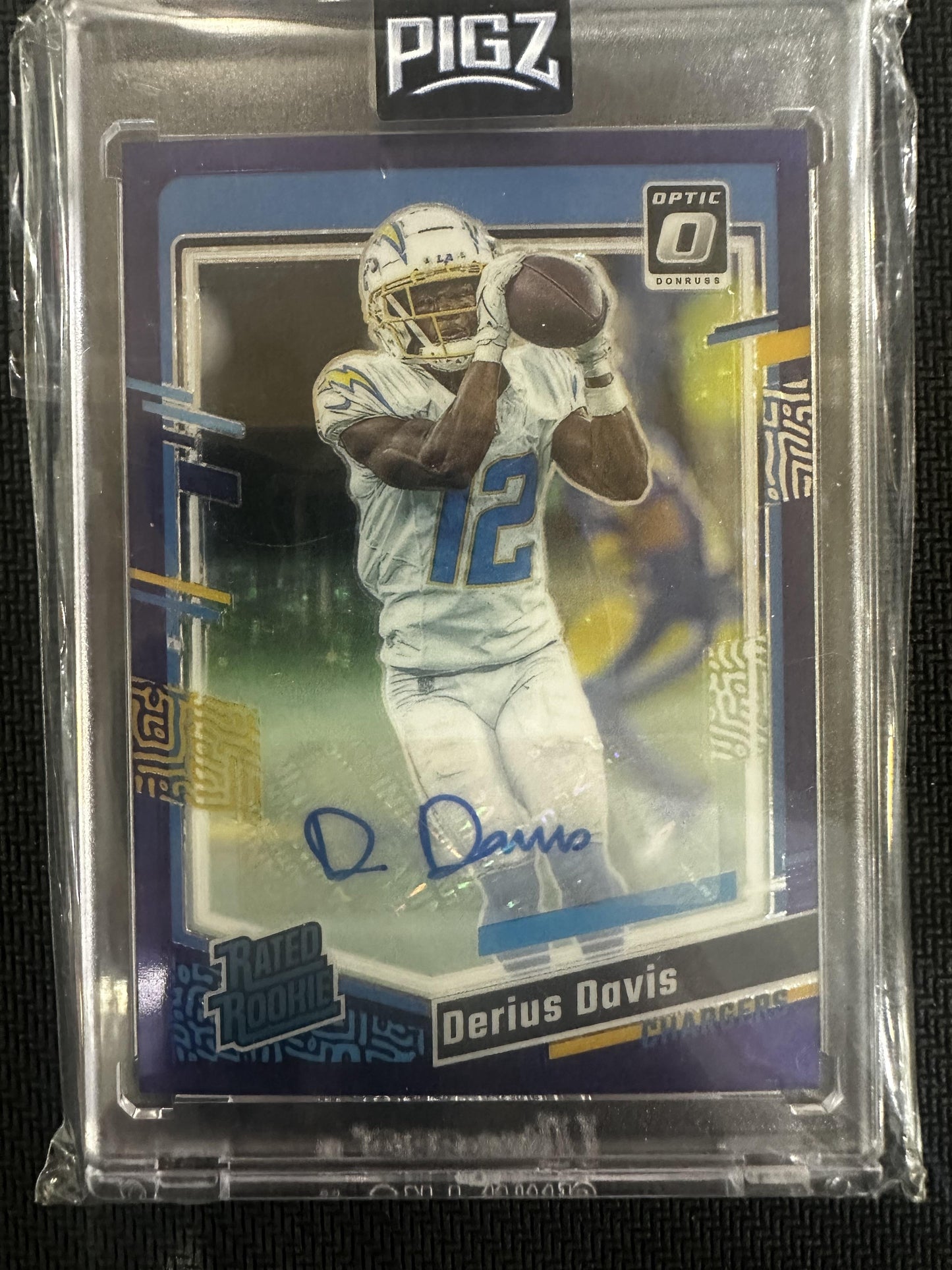 #264 Derius Davis 2023 Donruss Optic SN #/50 Los Angeles Chargers sports Purple