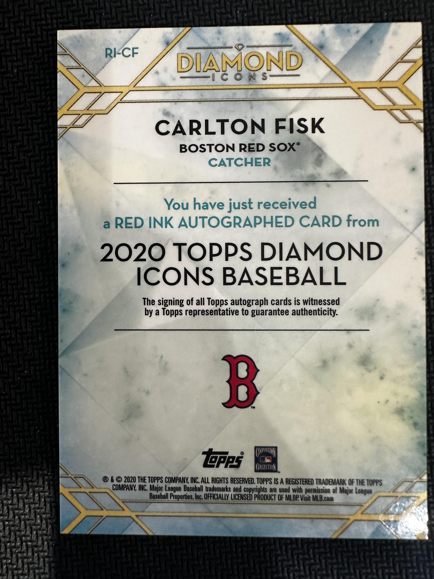 #RI-CF Carlton Fisk 2020 Topps Diamond Icons /25 Red Sox Red Ink Auto