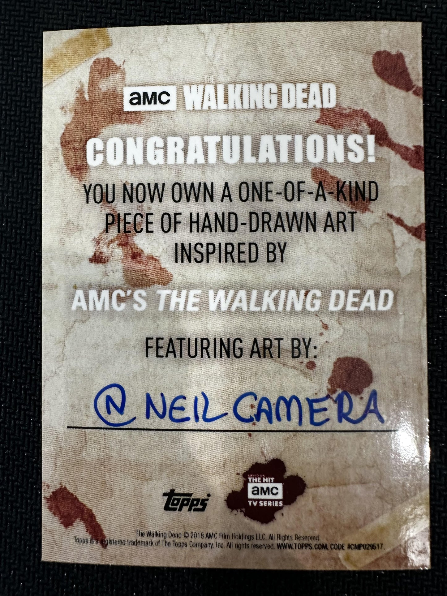 #NNO Neil Camera 2018 Topps The Walking Dead Season 8 nonsport Sketch Artist
