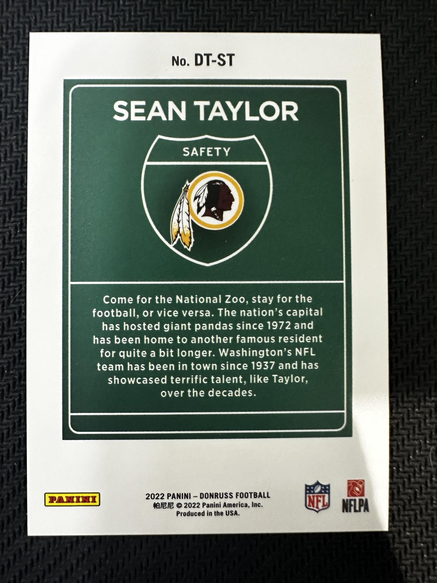 #DT-ST Sean Taylor 2022 Donruss Washington Redskins sports Downtown!