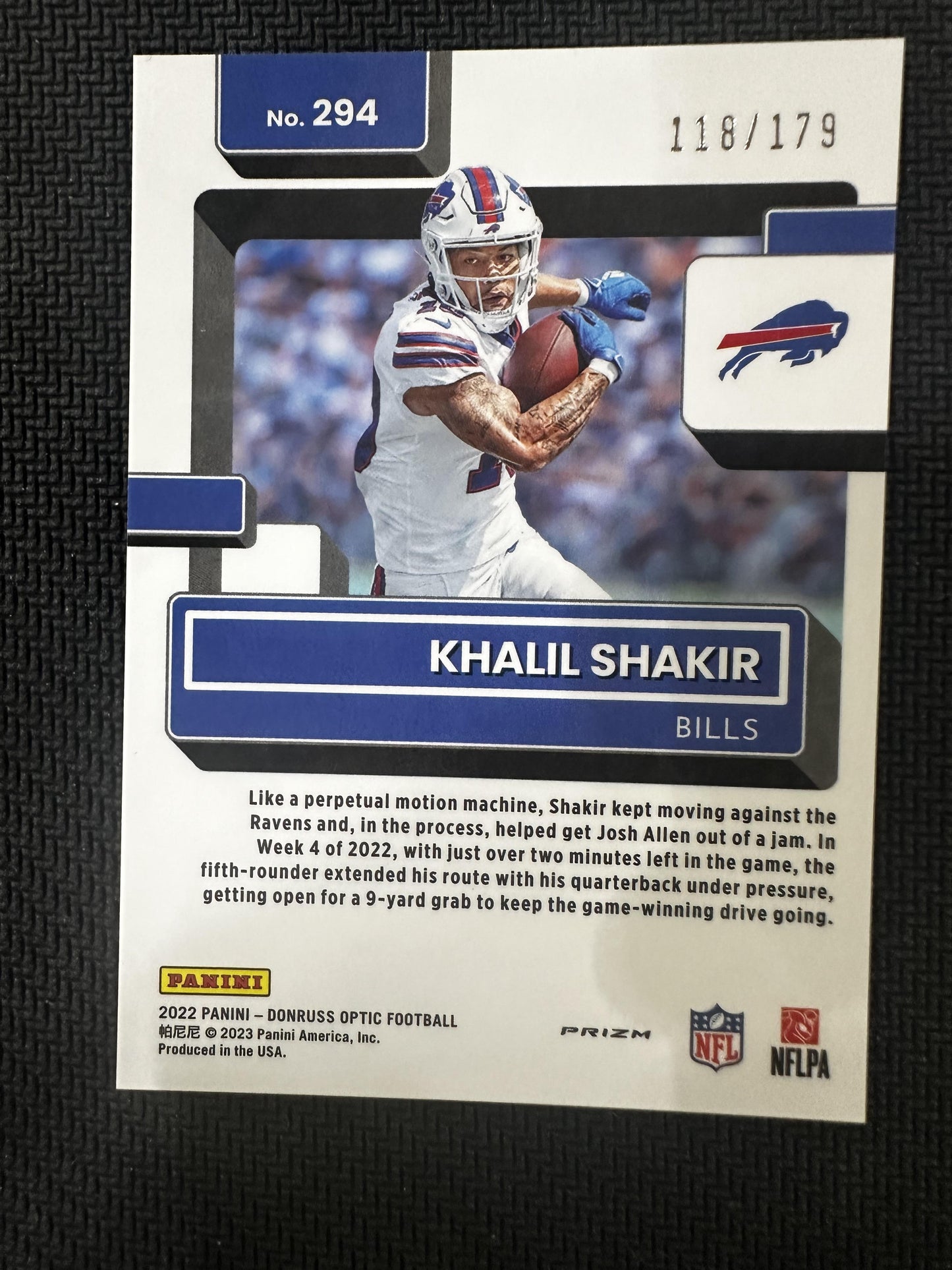 2022 Donruss Optic #294 Khalil Shakir Blue #/179