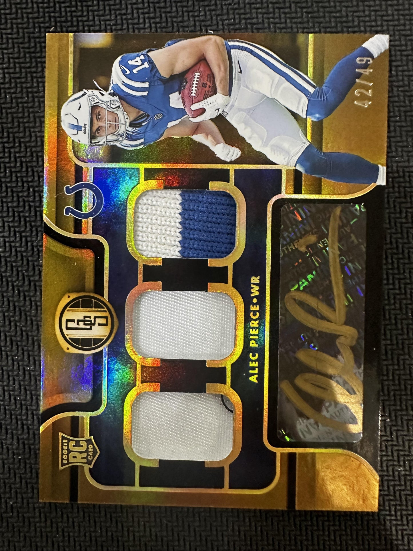 2022 Panini Gold Standard #292 Alec Pierce Rookie Jersey Autographs Triple /49