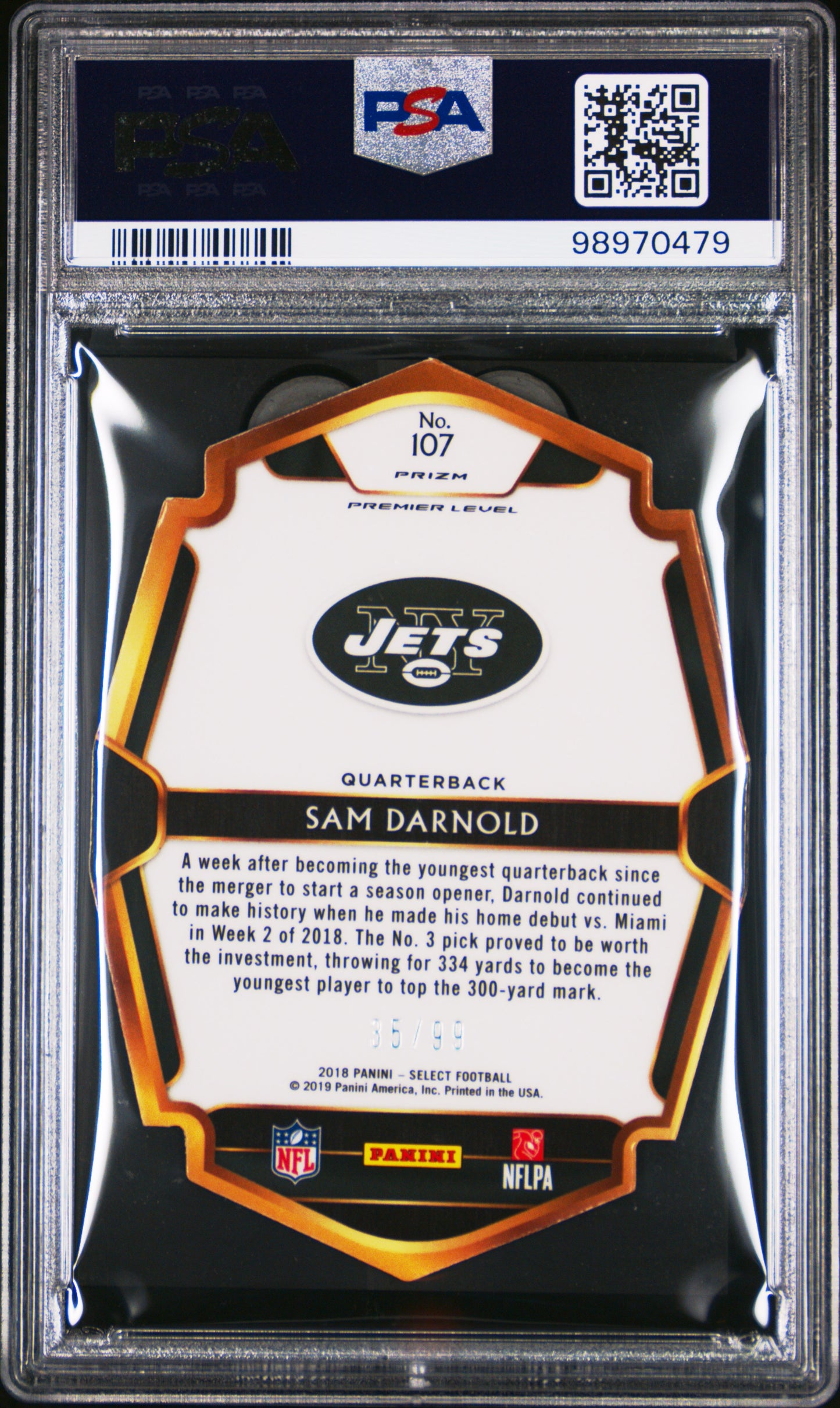 #107 Sam Darnold 2018 Panini Select 9 MT sports Die-Cut Light Blue Prizm