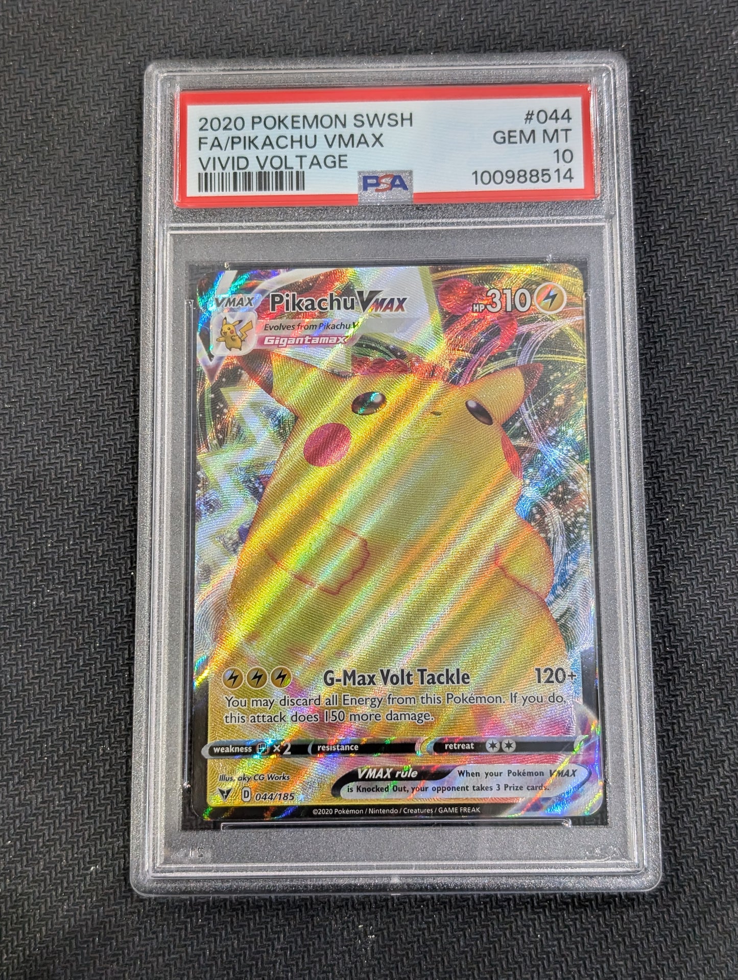 #044/185 Pikachu VMAX Vivid Voltage PSA 10