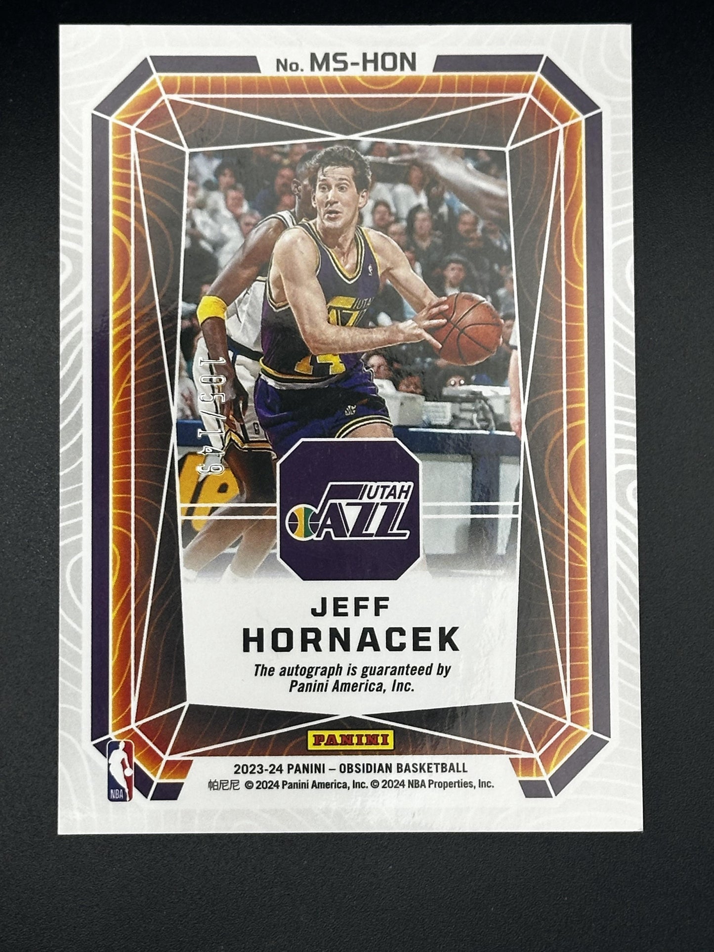 #MS-HON Jeff Hornacek 2023-24 Panini Obsidian Auto /149 Jazz Magmatic Signatures