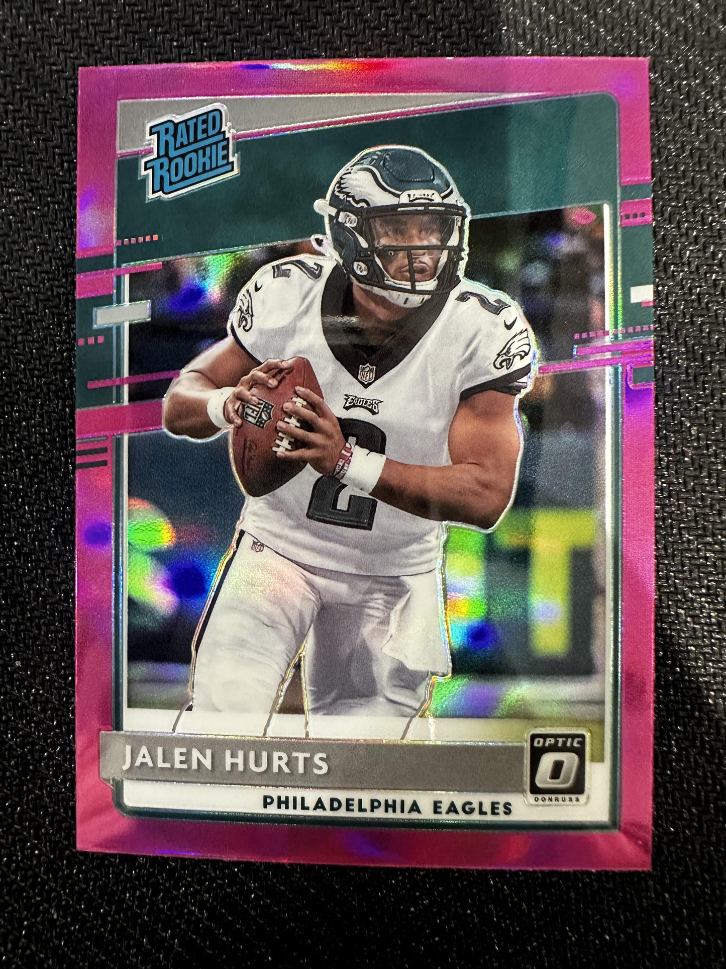 #164 Jalen Hurts 2020 Donruss Optic RC Rookie Philadelphia Eagles sports Pink