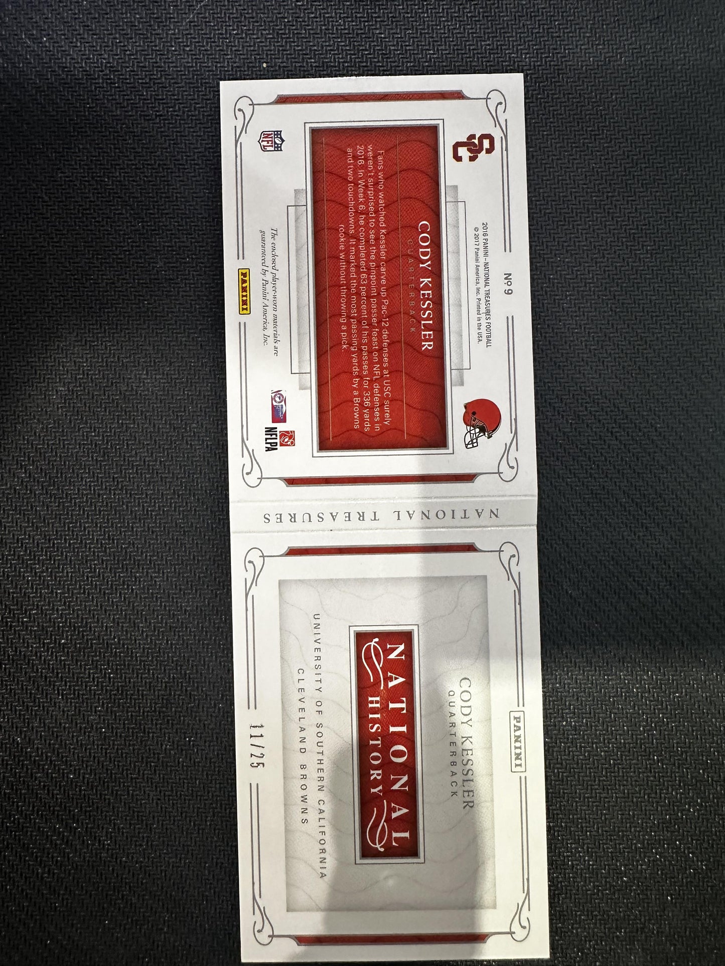 #9 Cody Kessler 2016 Panini National Treasures /25 National History Booklet