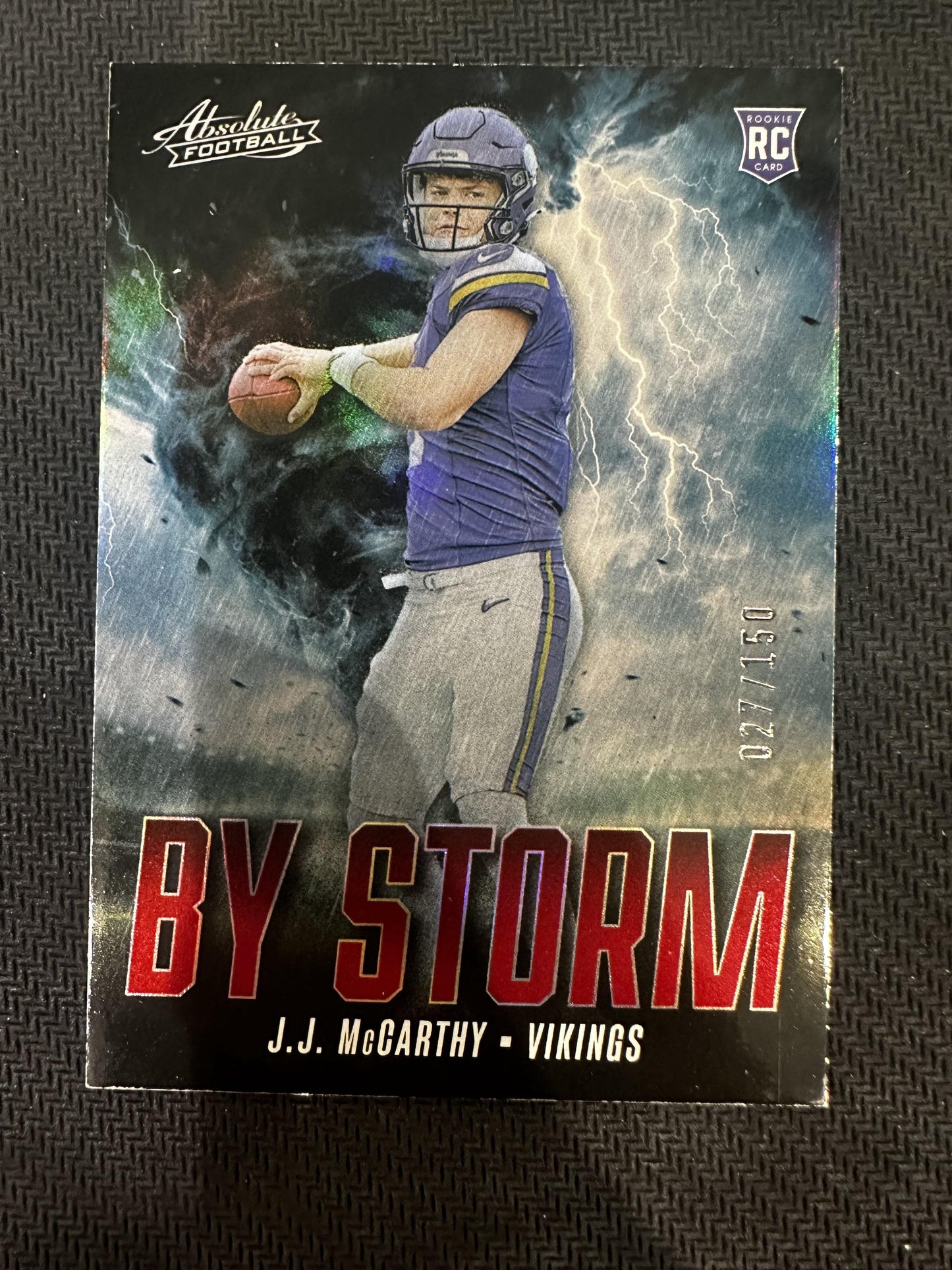 #BS-JMY J.J. McCarthy 2024 Panini Absolute /150 Vikings By Storm Red Spectrum