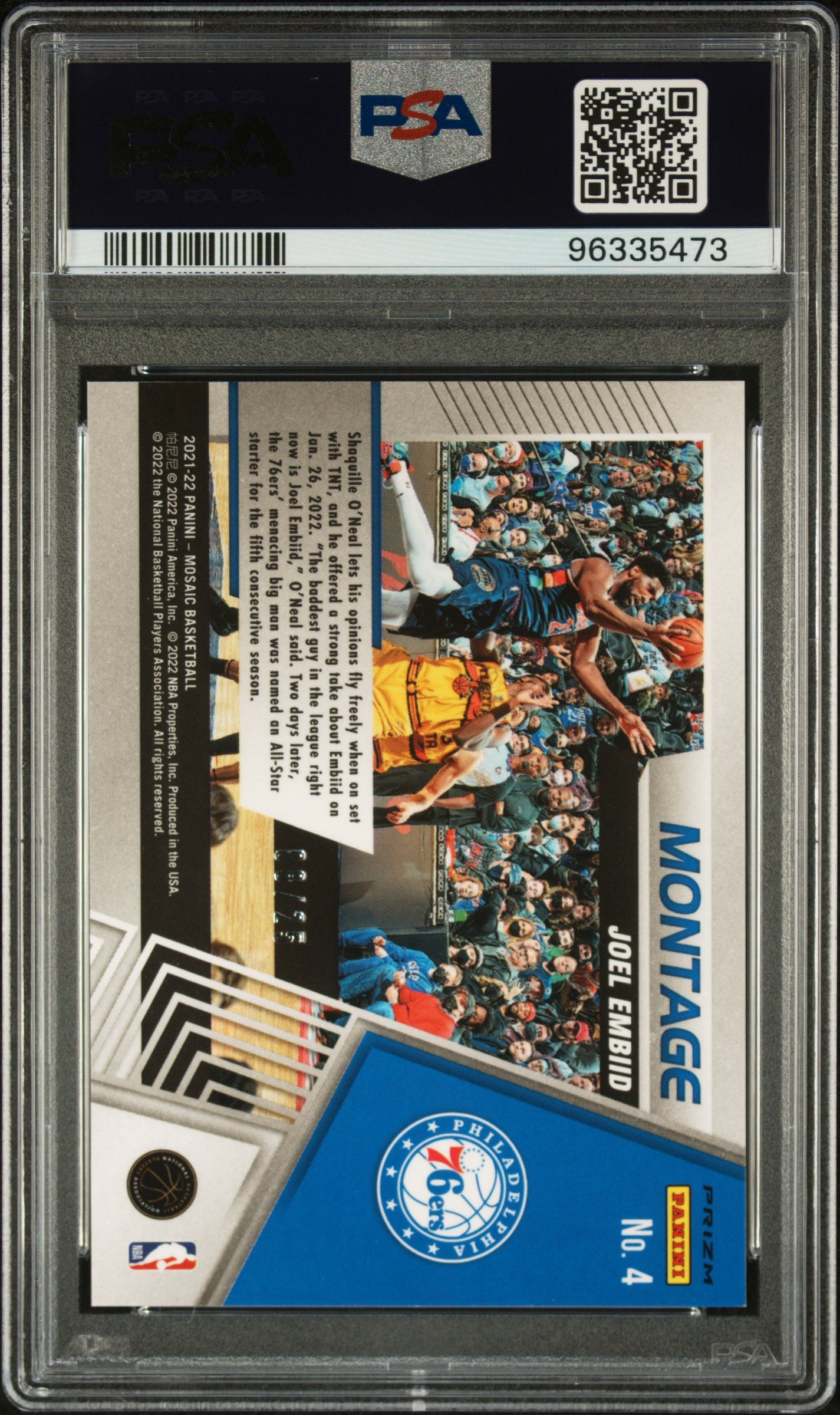 #4 Joel Embiid 2021 Panini Mosaic Montage 9 MT sports Montage-White Mosaic