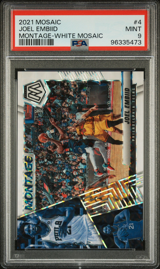 #4 Joel Embiid 2021 Panini Mosaic Montage 9 MT sports Montage-White Mosaic