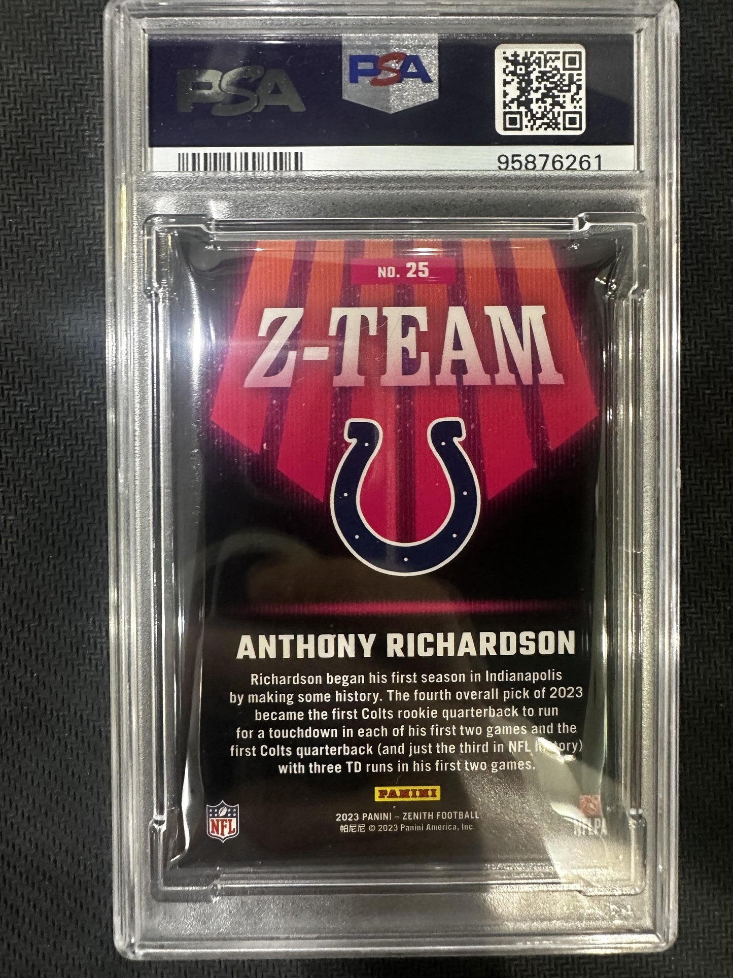 #25 Anthony Richardson 2023 Panini Zenith Indianapolis Colts sports Z-Team