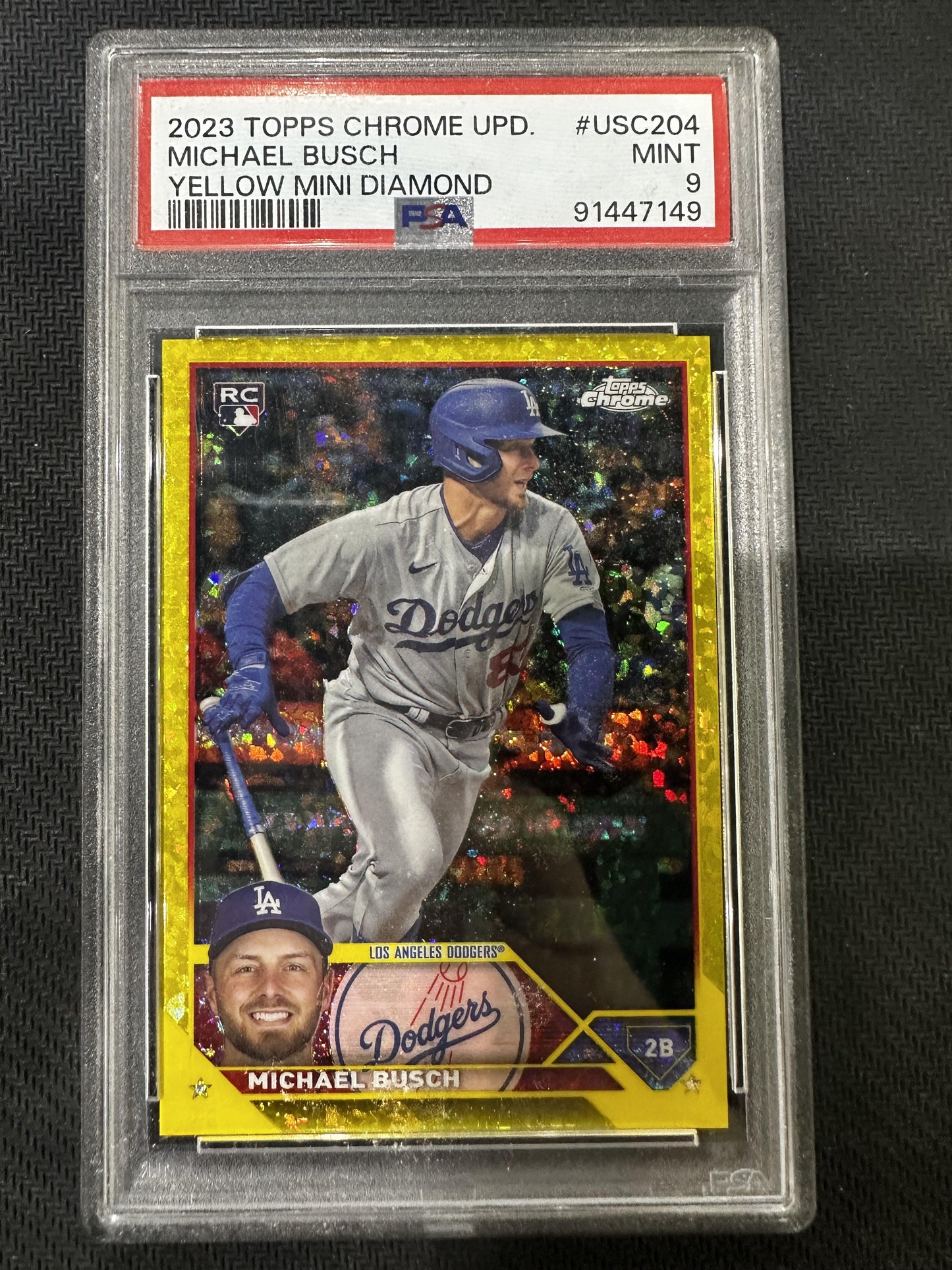 #USC204 Michael Busch 2023 Topps Chrome Update /75 Yellow Mini Diamond