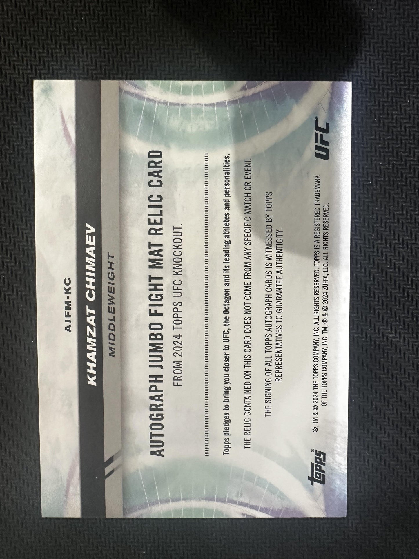 # AJFM-KC Khamzat Chimaev 2024 Topps Autograph Jumbo Fight Mat Relic Card /199