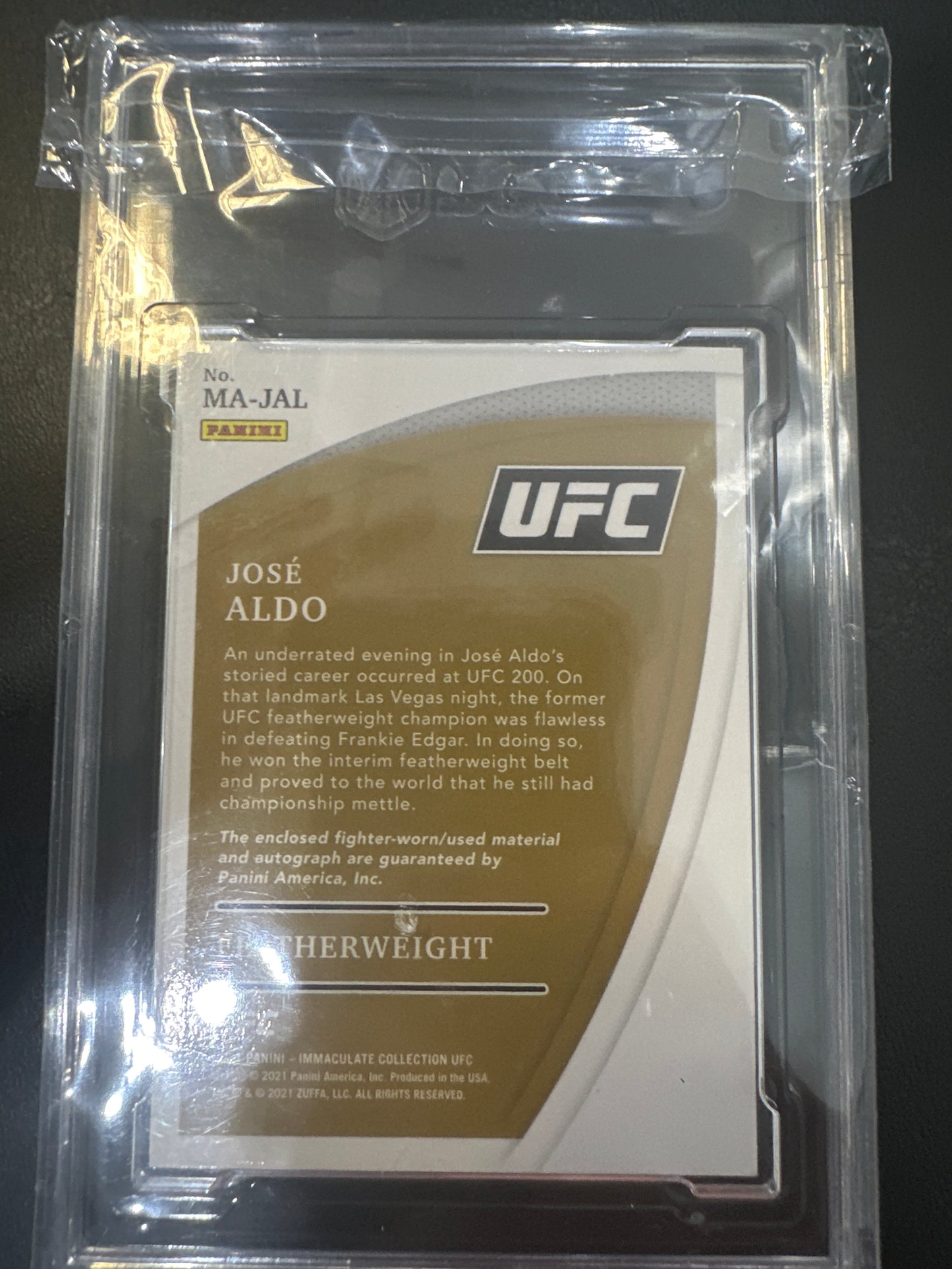 Jose Aldo MA-JAL 2021 Immaculate Material Autograph 52/99 SCG 10
