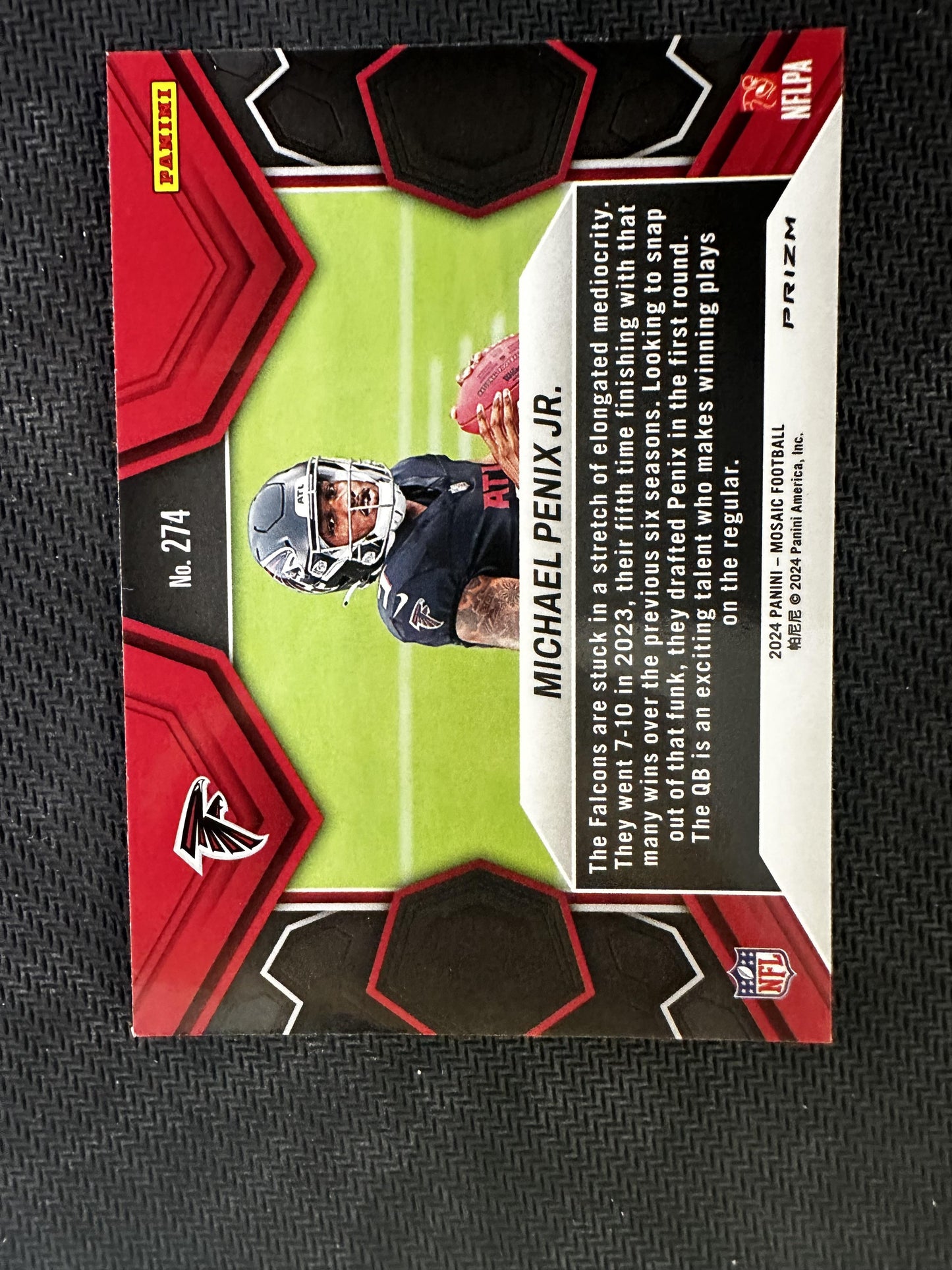 #274 Michael Penix Jr. 2024 Panini Mosaic Atlanta Falcons sports Mosaic Camo Red